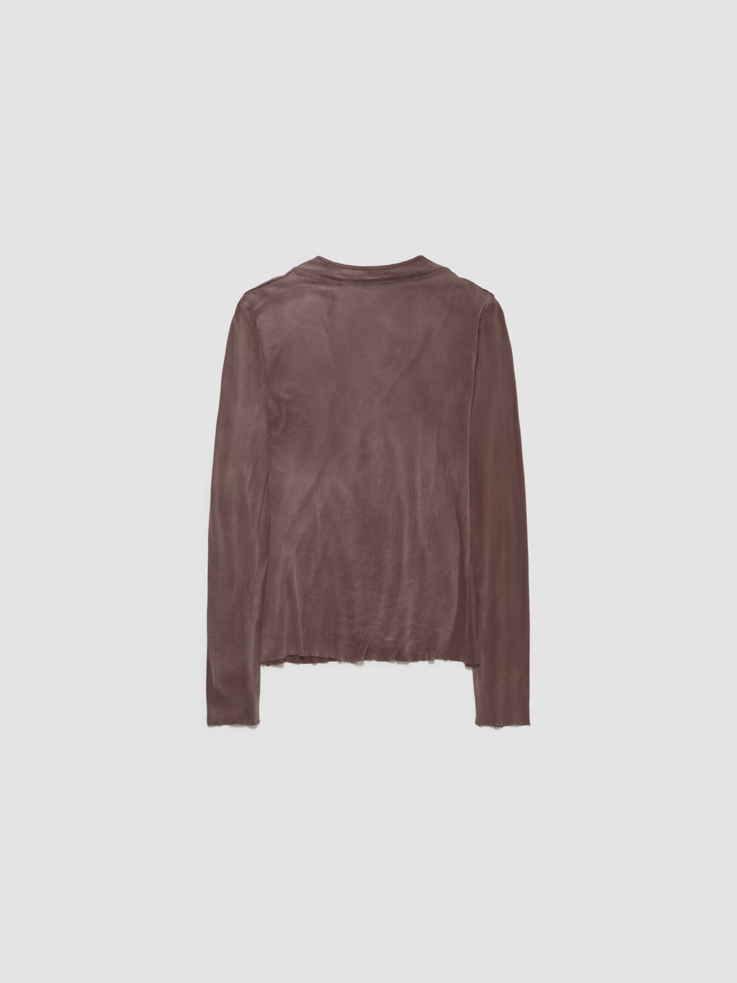 Tyre Tracks Long Sleeved Henley in Washed Brown