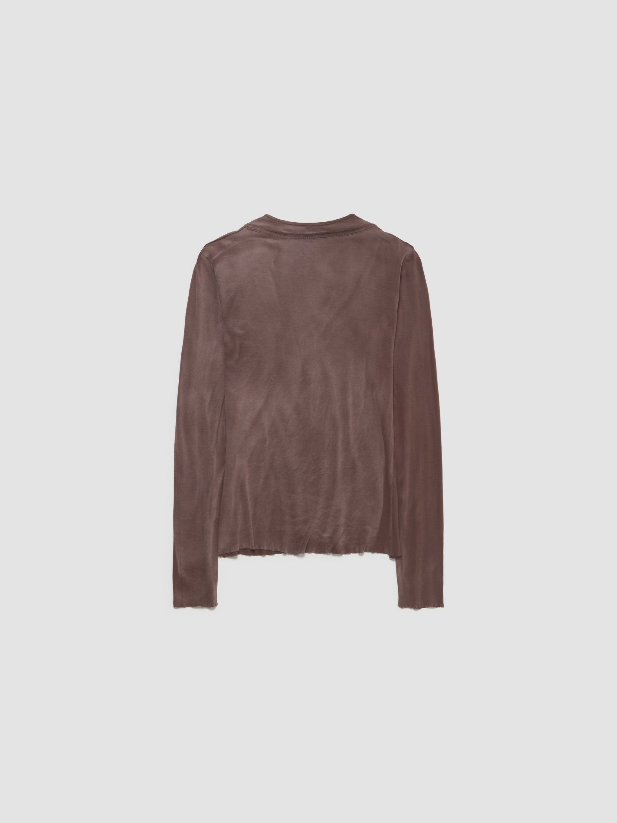 Tyre Tracks Long Sleeved Henley in Washed Brown
