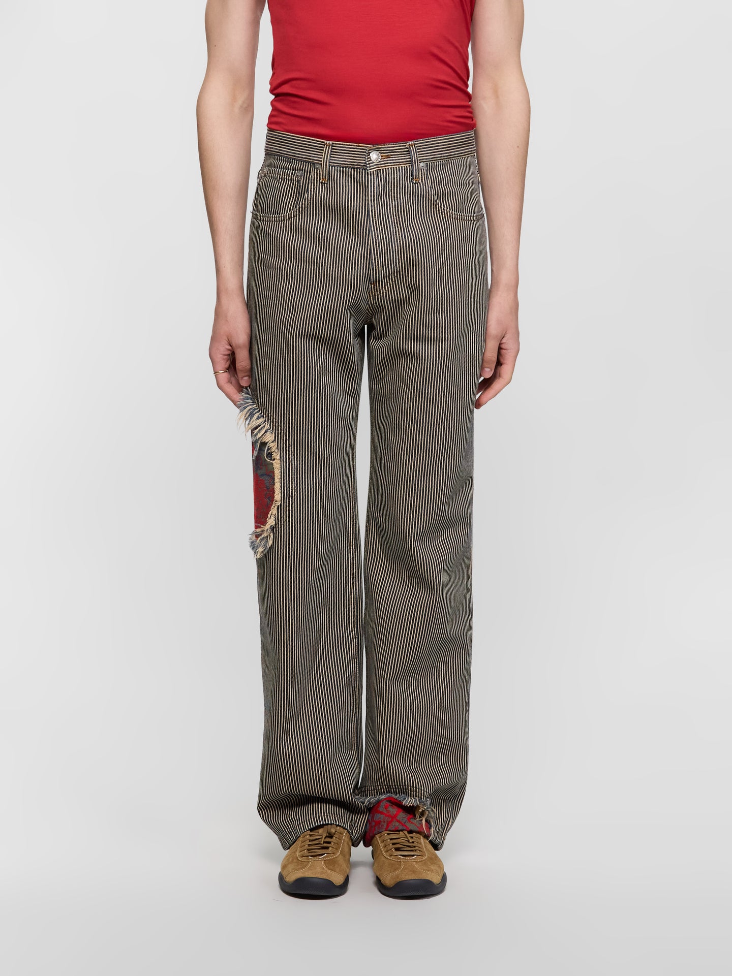 Circle Window Jeans in Dirty Wash Navy Stripe