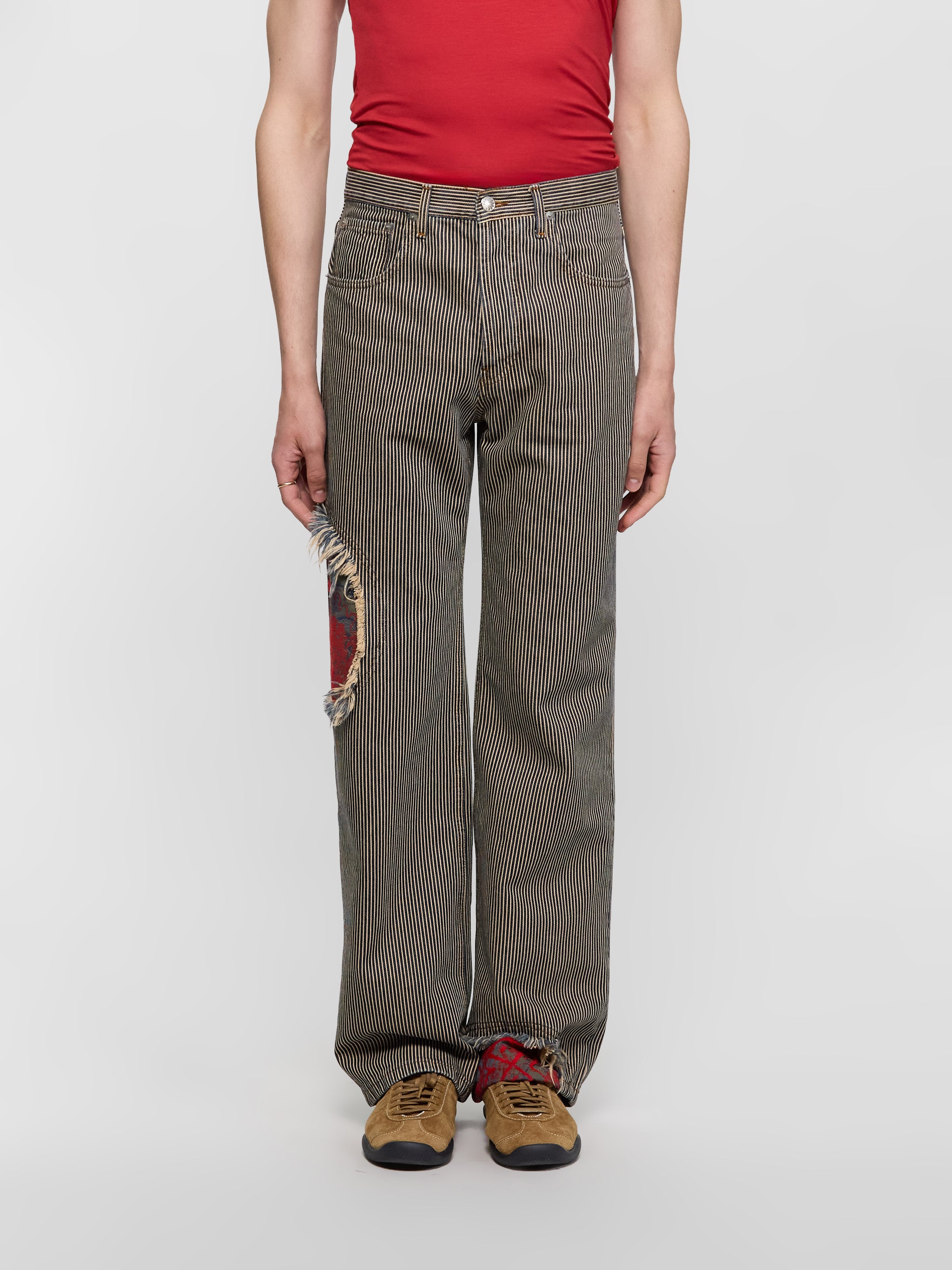 Circle Window Jeans in Dirty Wash Navy Stripe