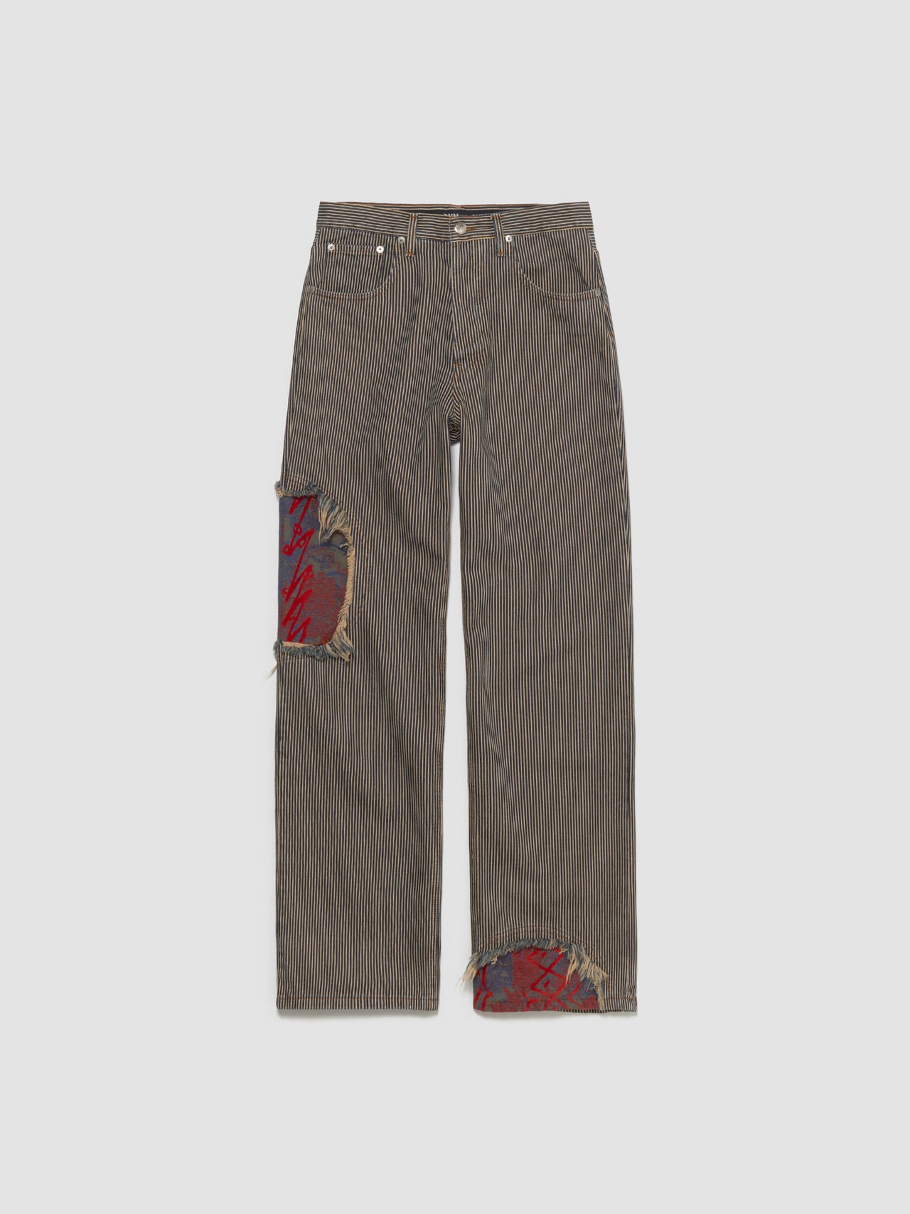 Circle Window Jeans in Dirty Wash Navy Stripe