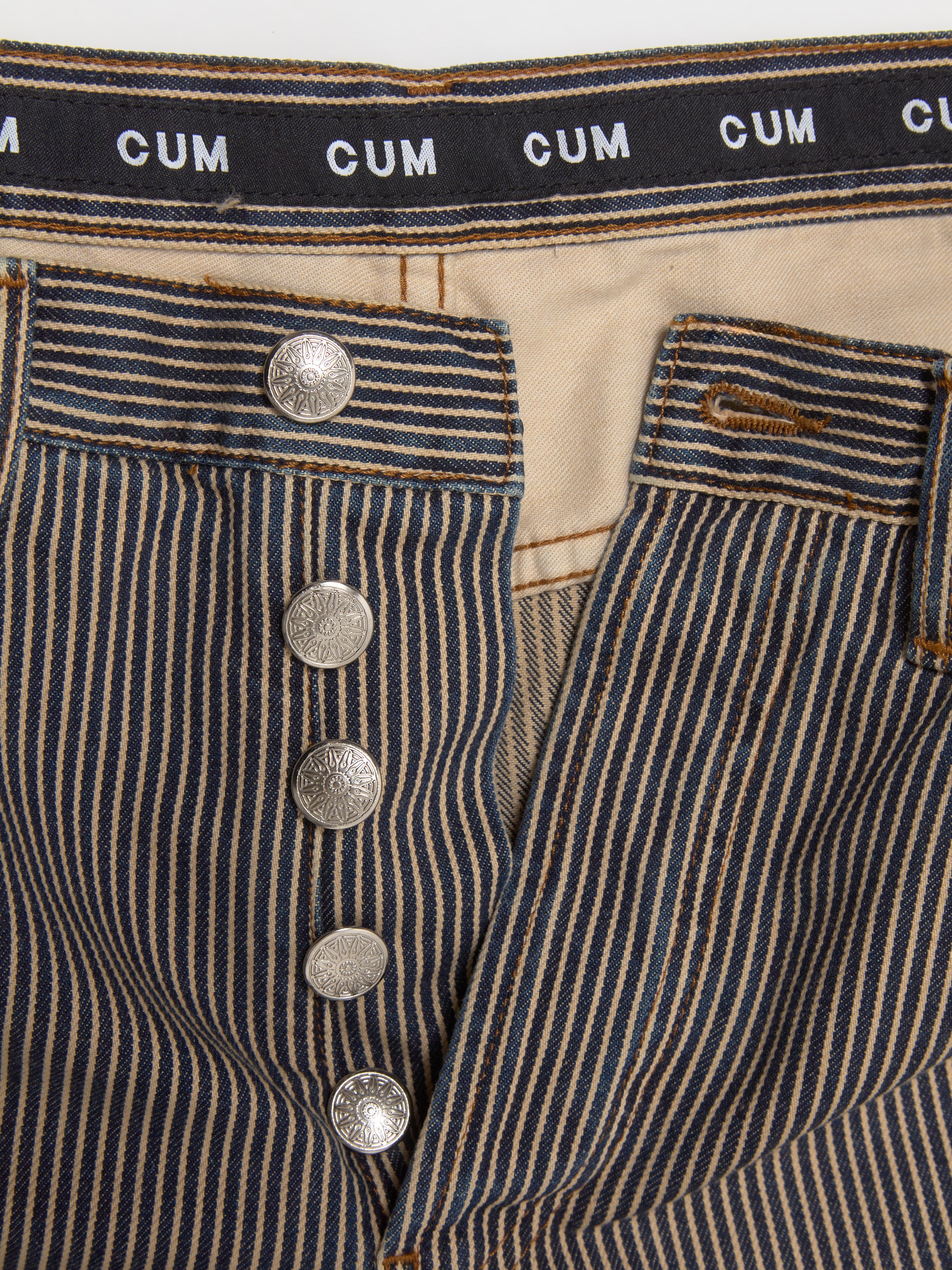 Circle Window Jeans in Dirty Wash Navy Stripe