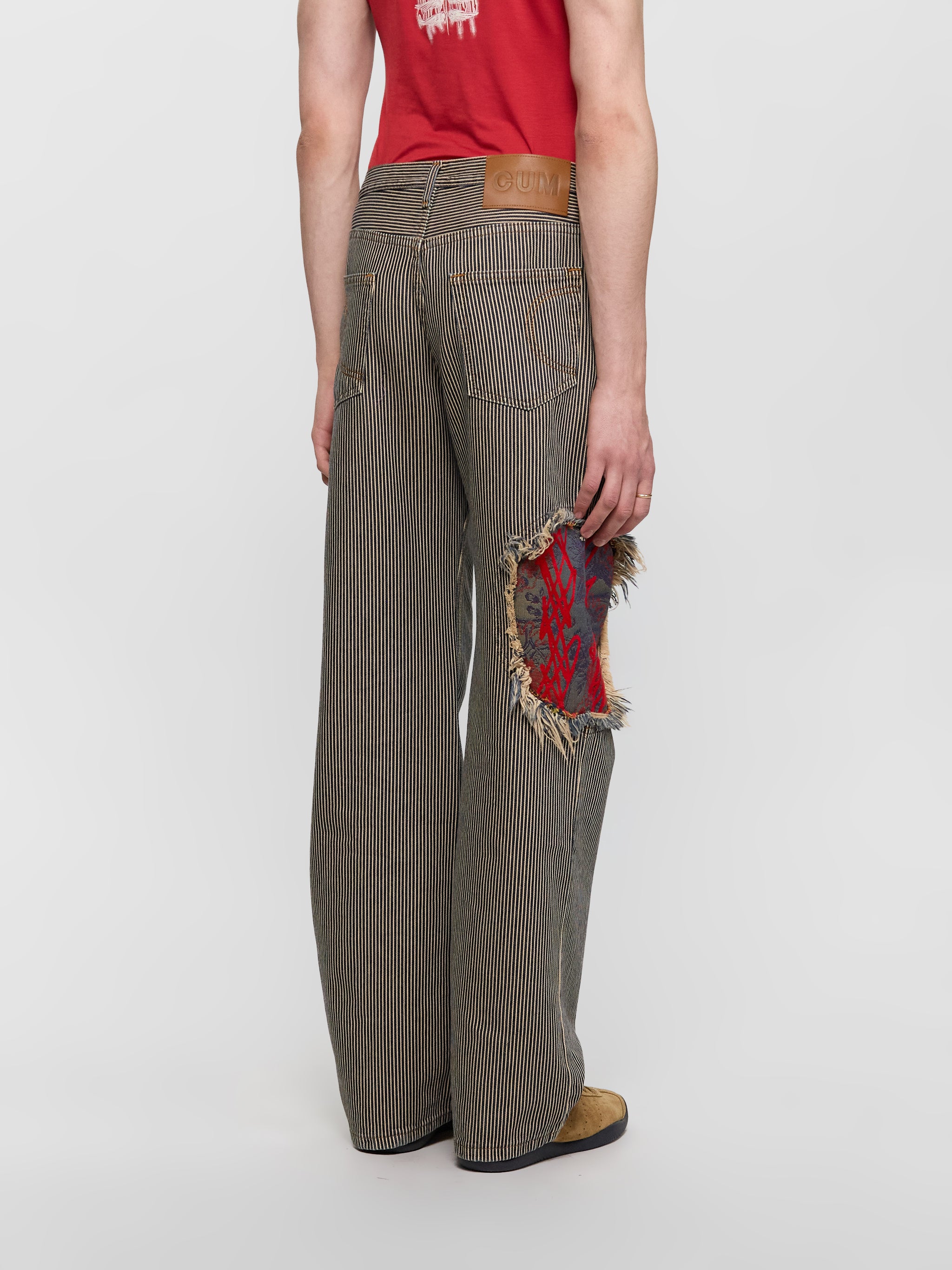 Circle Window Jeans in Dirty Wash Navy Stripe
