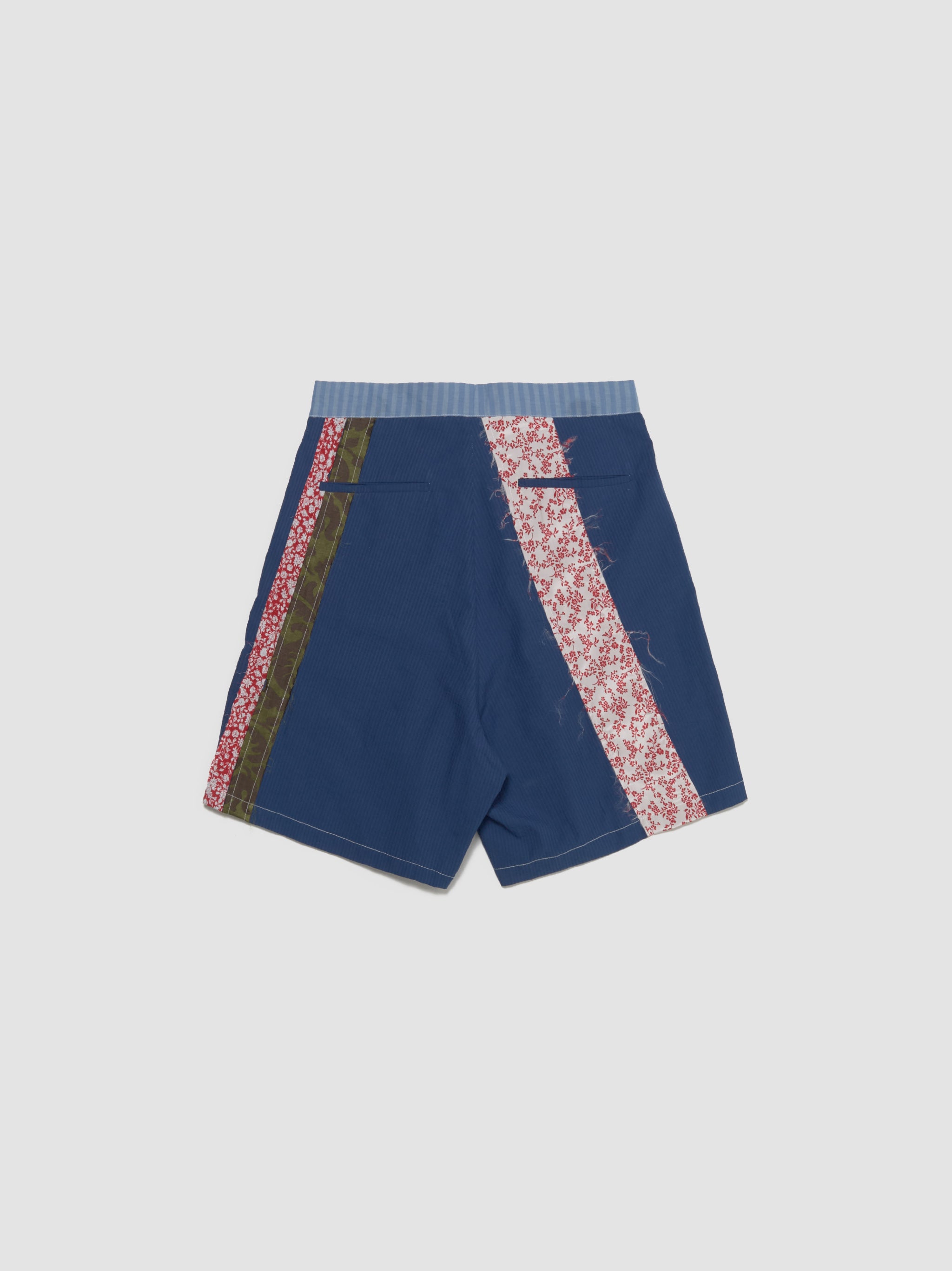 Patch & Slash Shorts in Blue & Multi