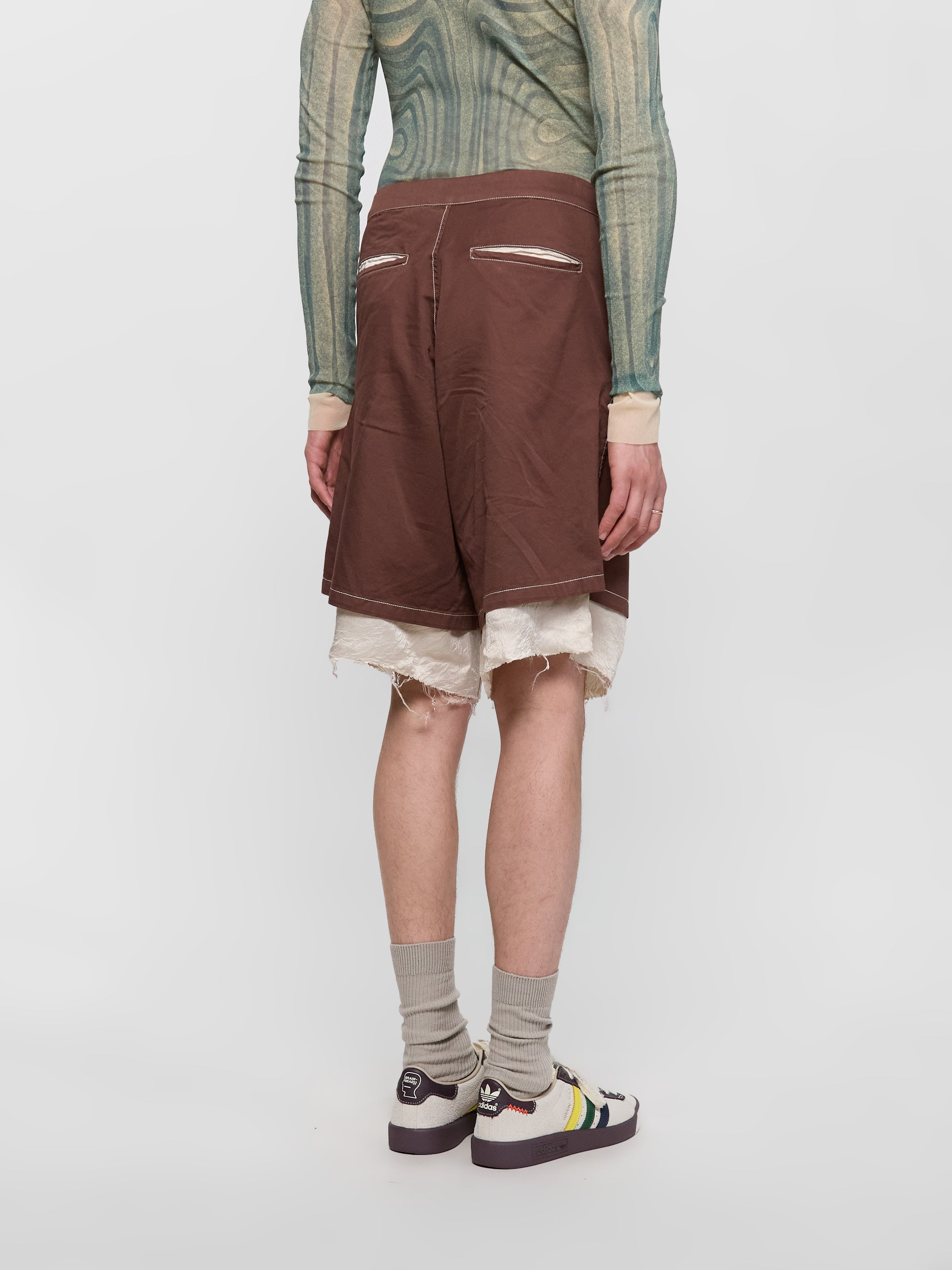 Exploded Piece Dyed Shorts in Washed Brown