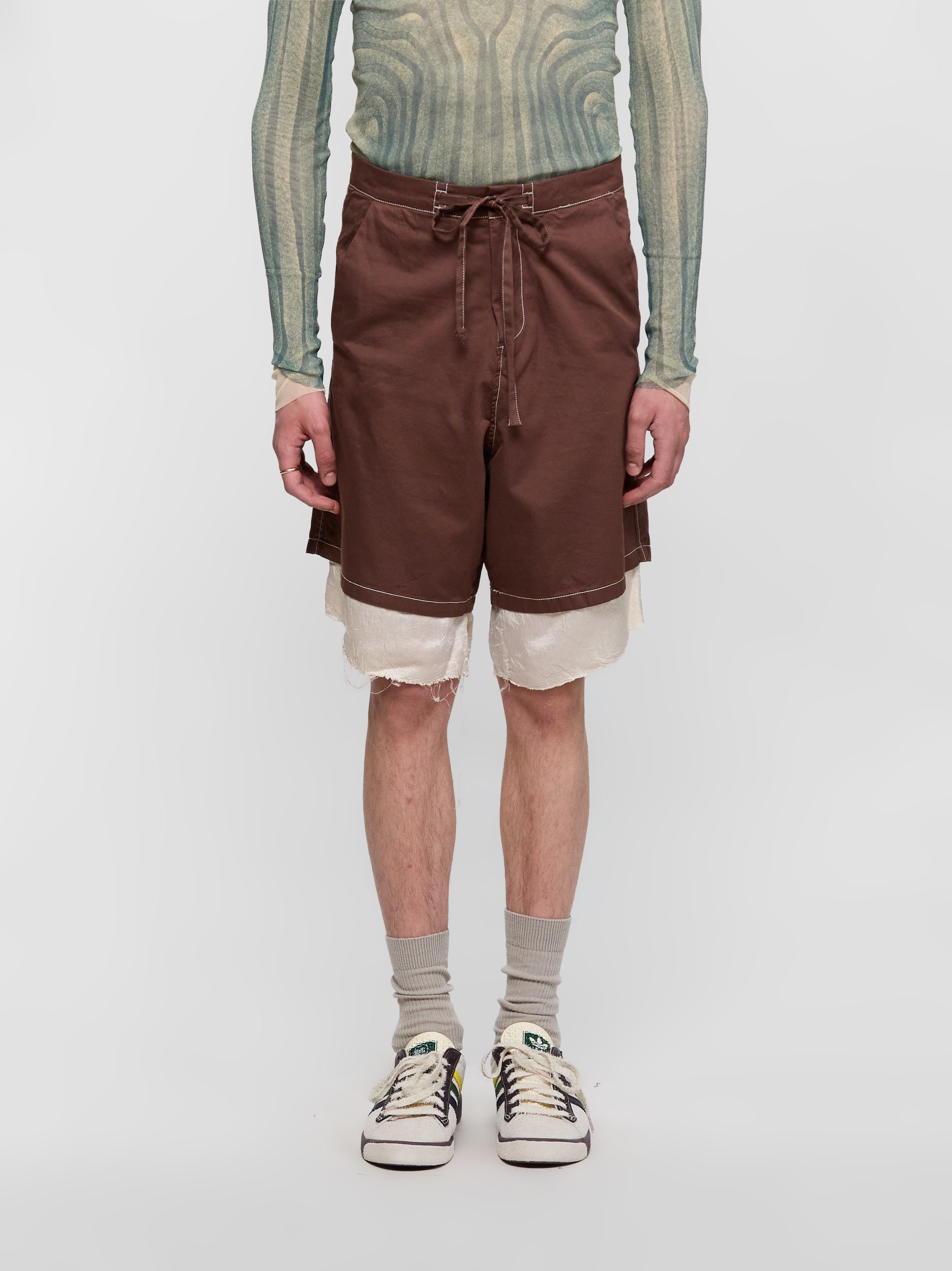 Exploded Piece Dyed Shorts in Washed Brown