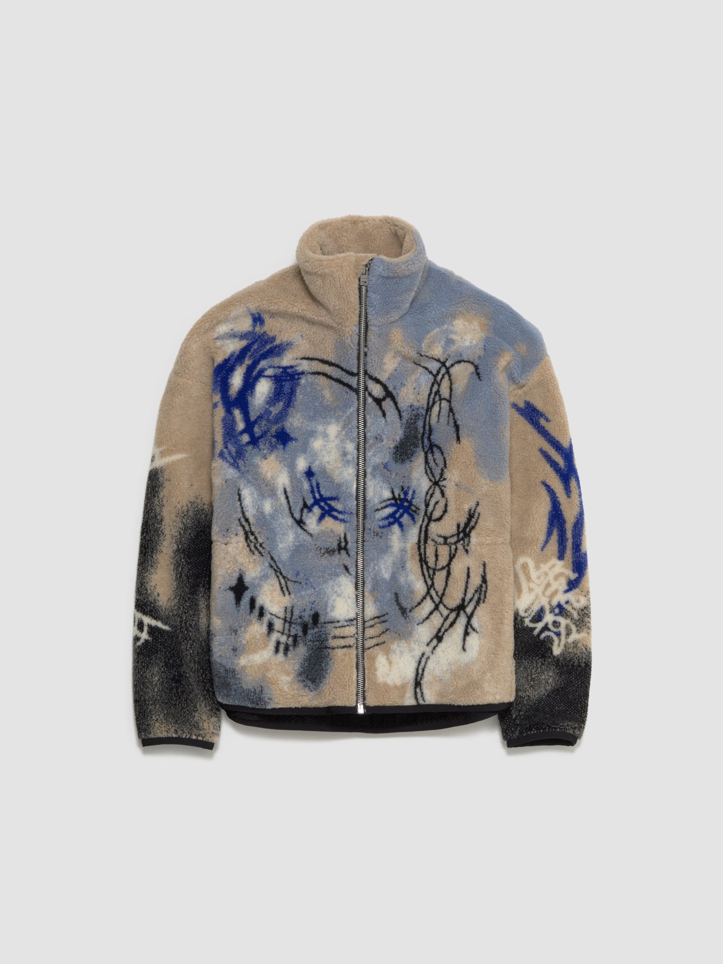 Zip-Up Fleece Jacket in Beige