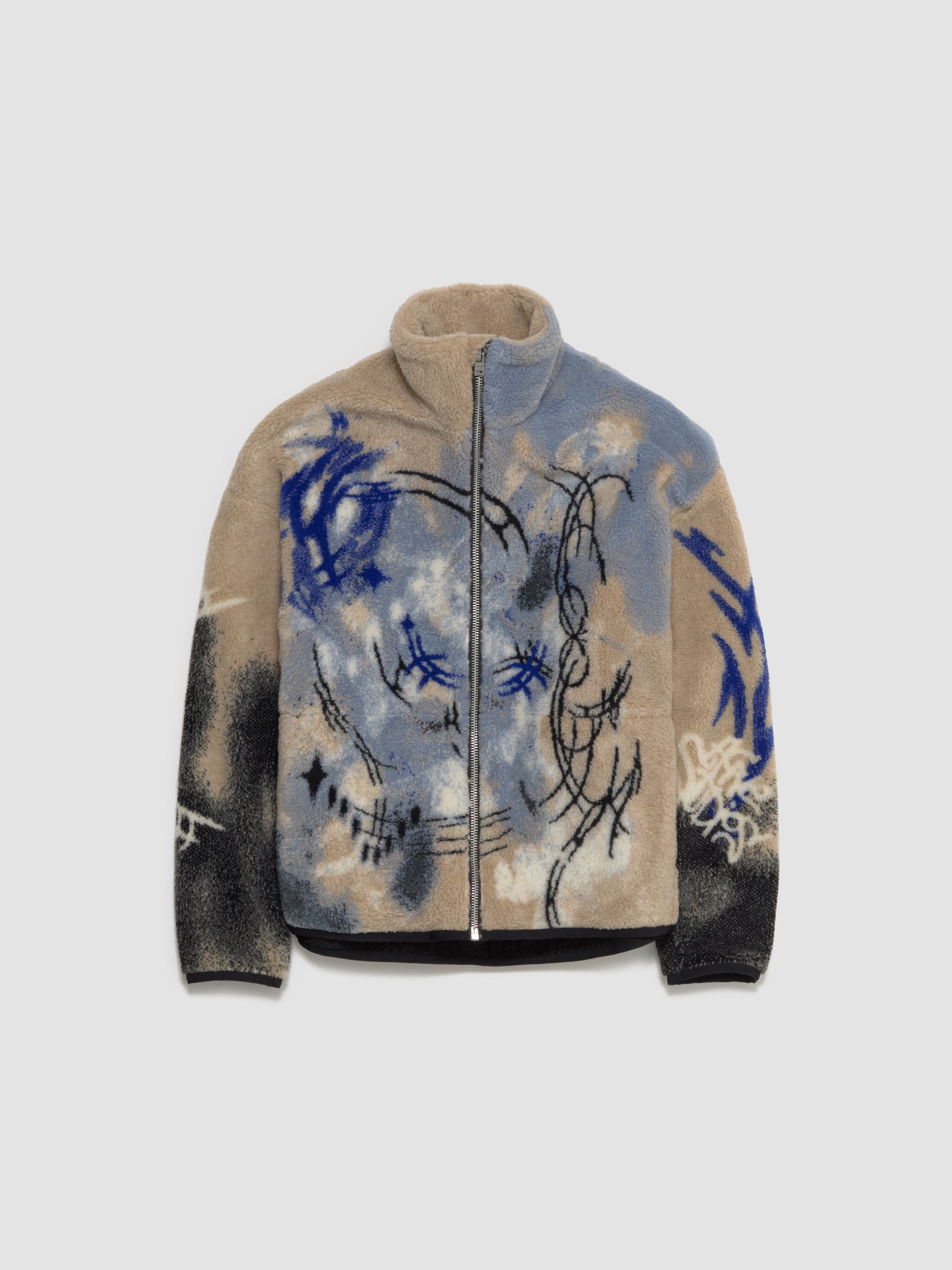 Zip-Up Fleece Jacket in Beige