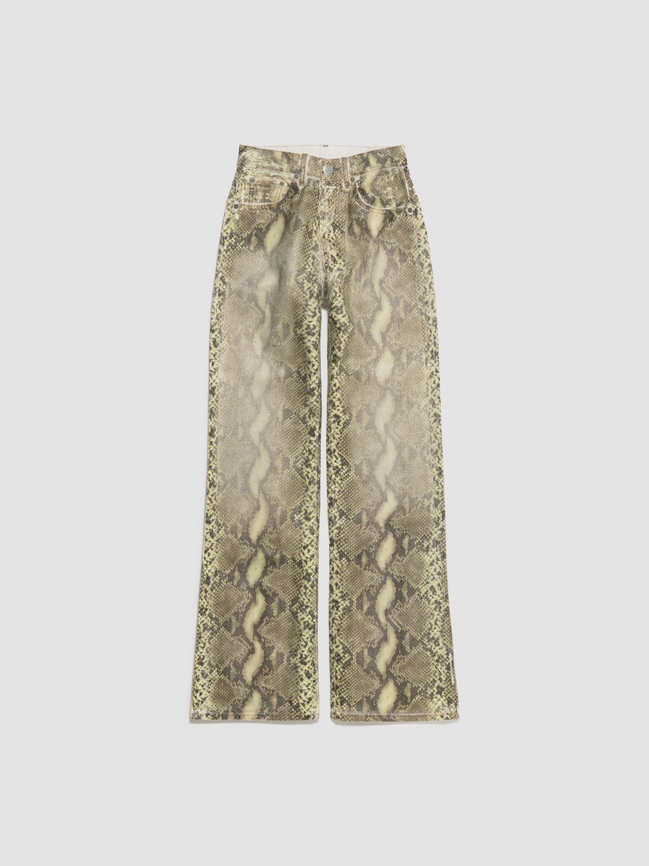 Printed Denim Trousers in Multi Brown