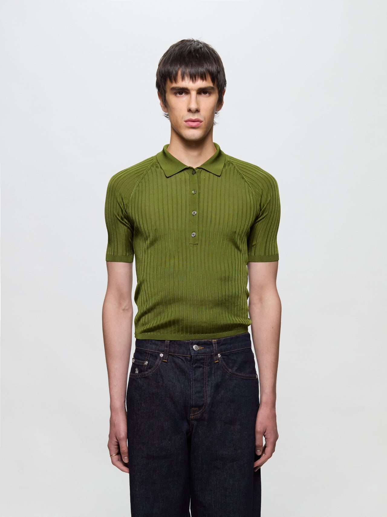 Knitted Polo in Green