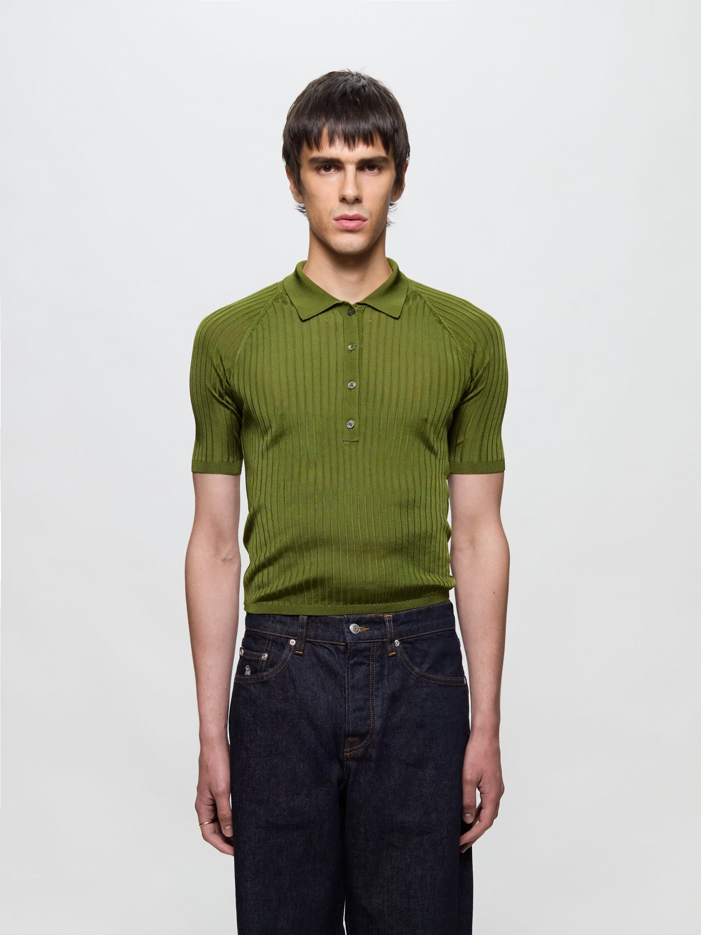 Knitted Polo in Green