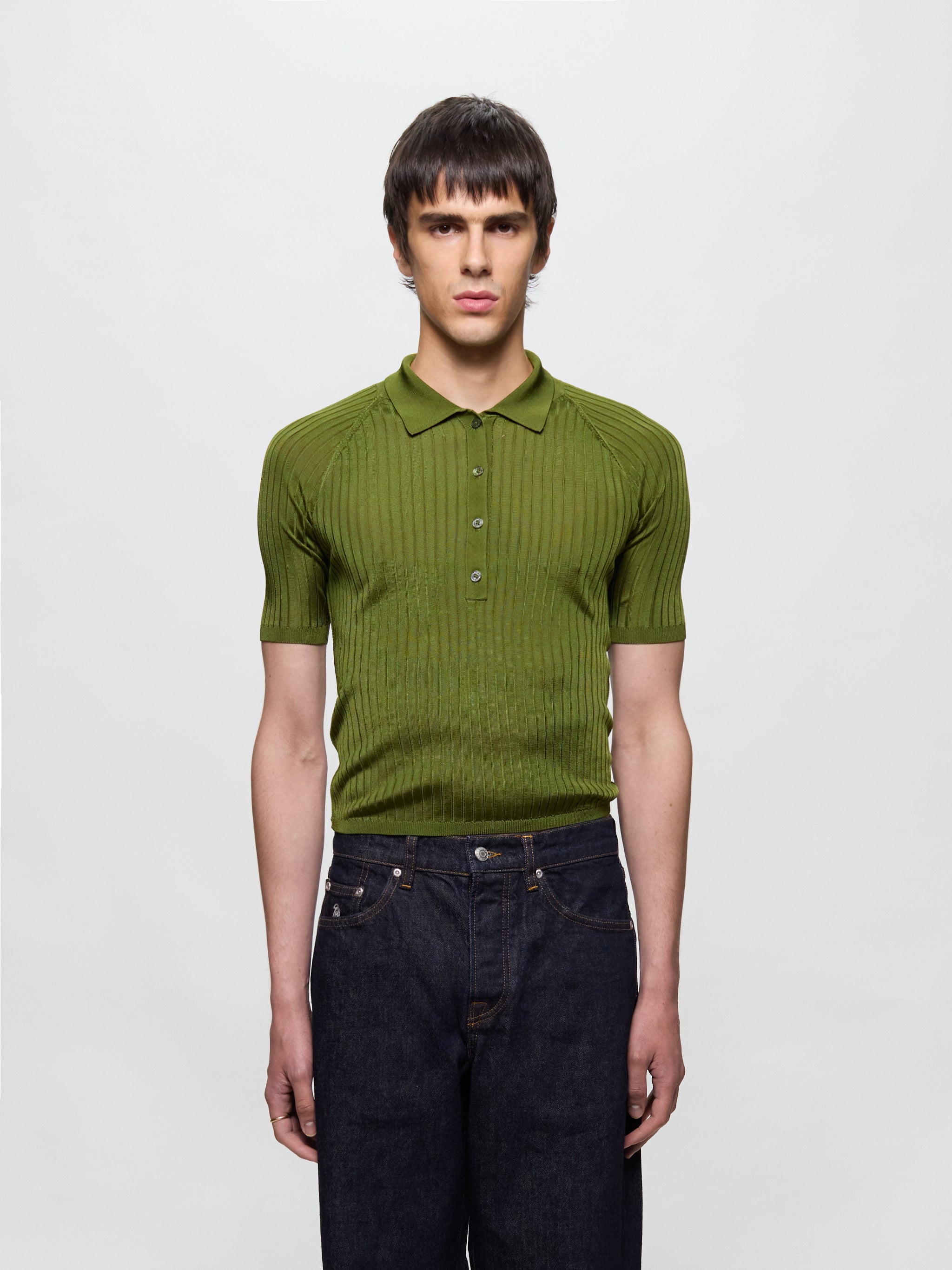Knitted Polo in Green