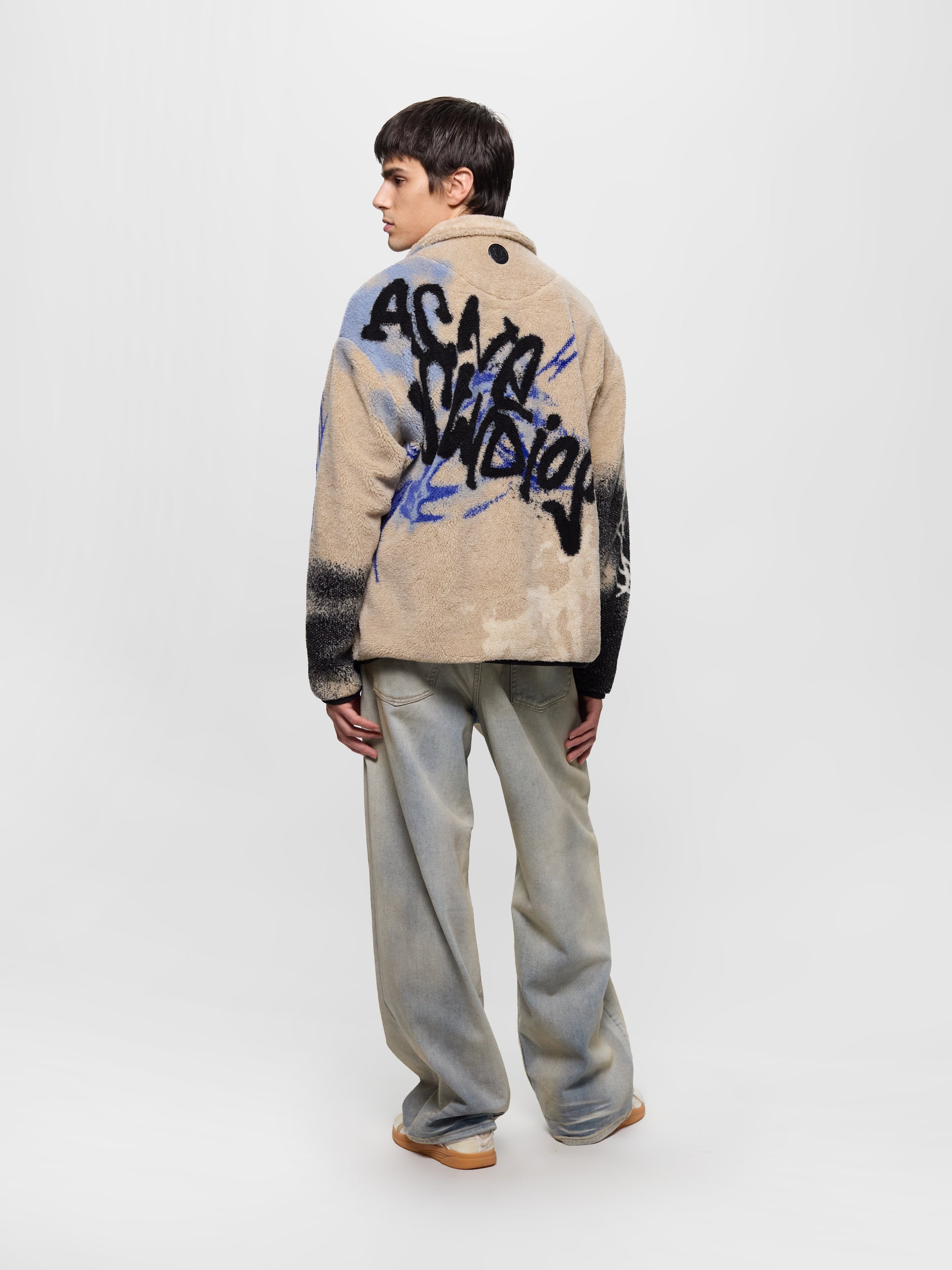 Zip-Up Fleece Jacket in Beige