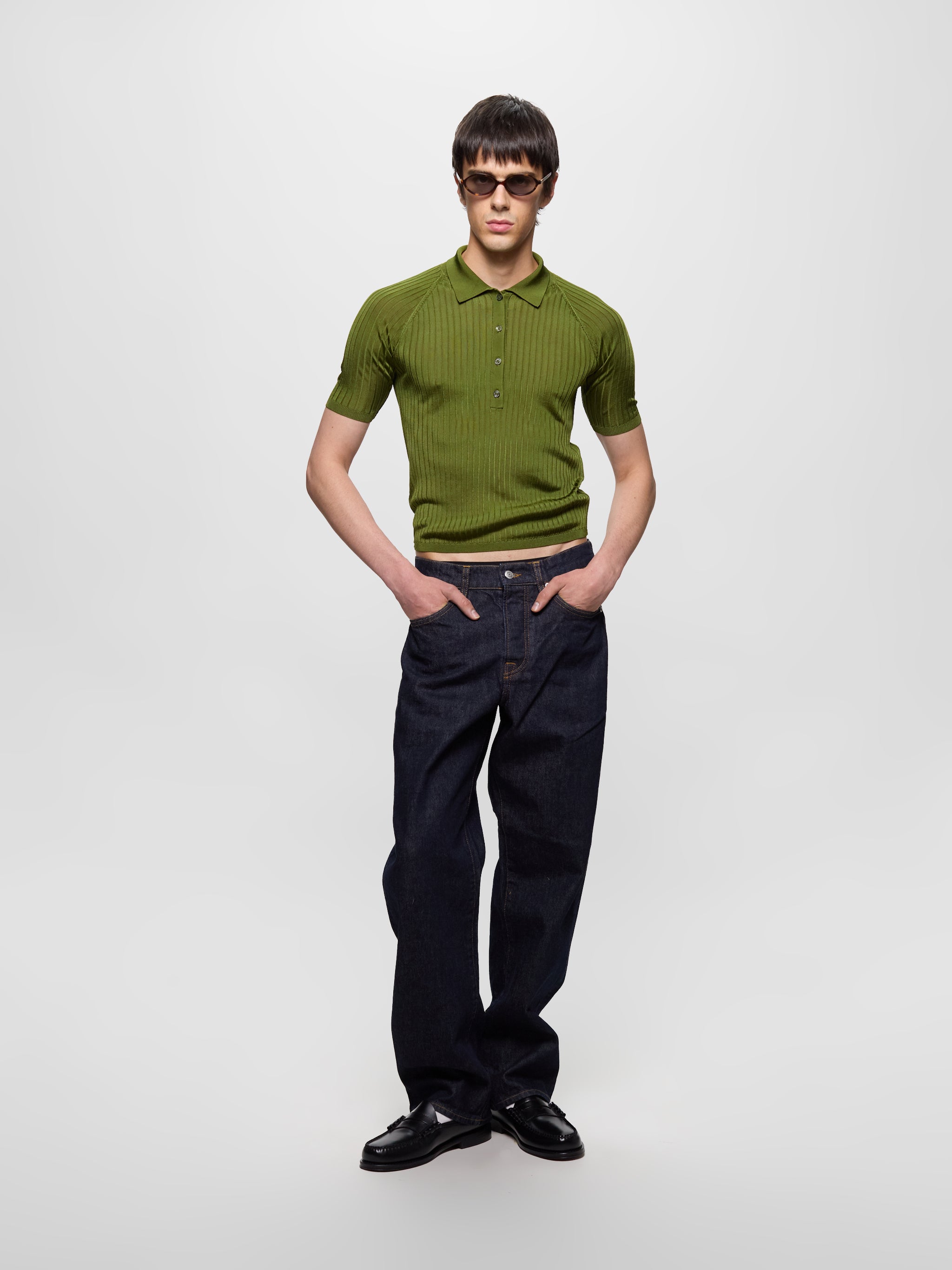 Knitted Polo in Green