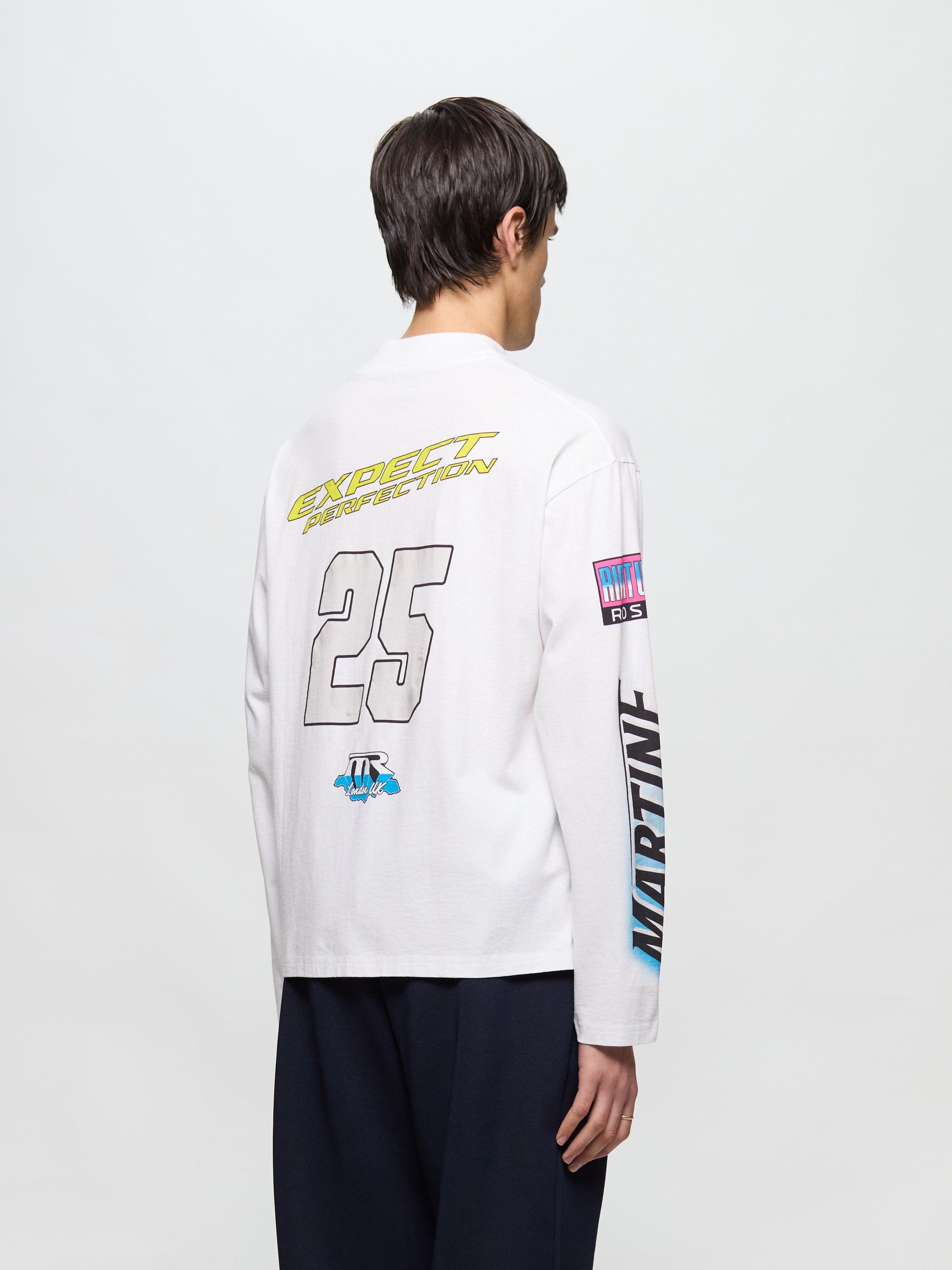 Funnel Neck Longsleeve T-Shirt in White