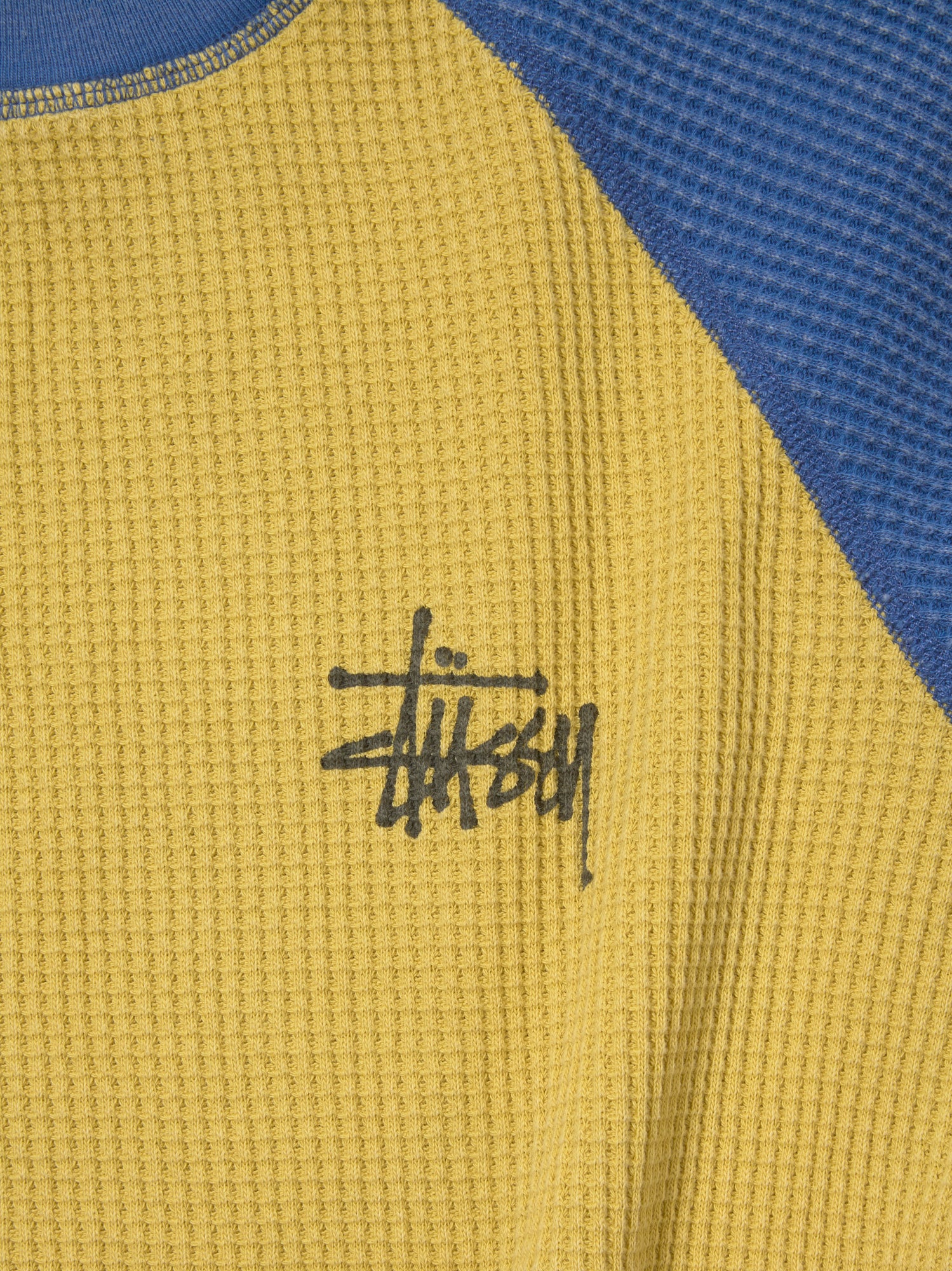 Raglan Thermal 2-Tone Knit Sweater in Yellow