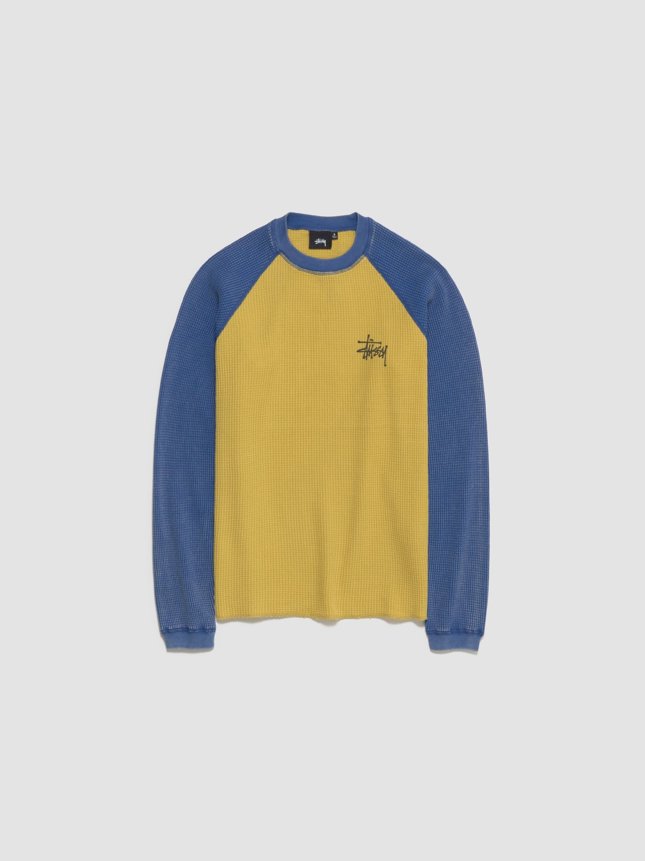 Raglan Thermal 2-Tone Knit Sweater in Yellow