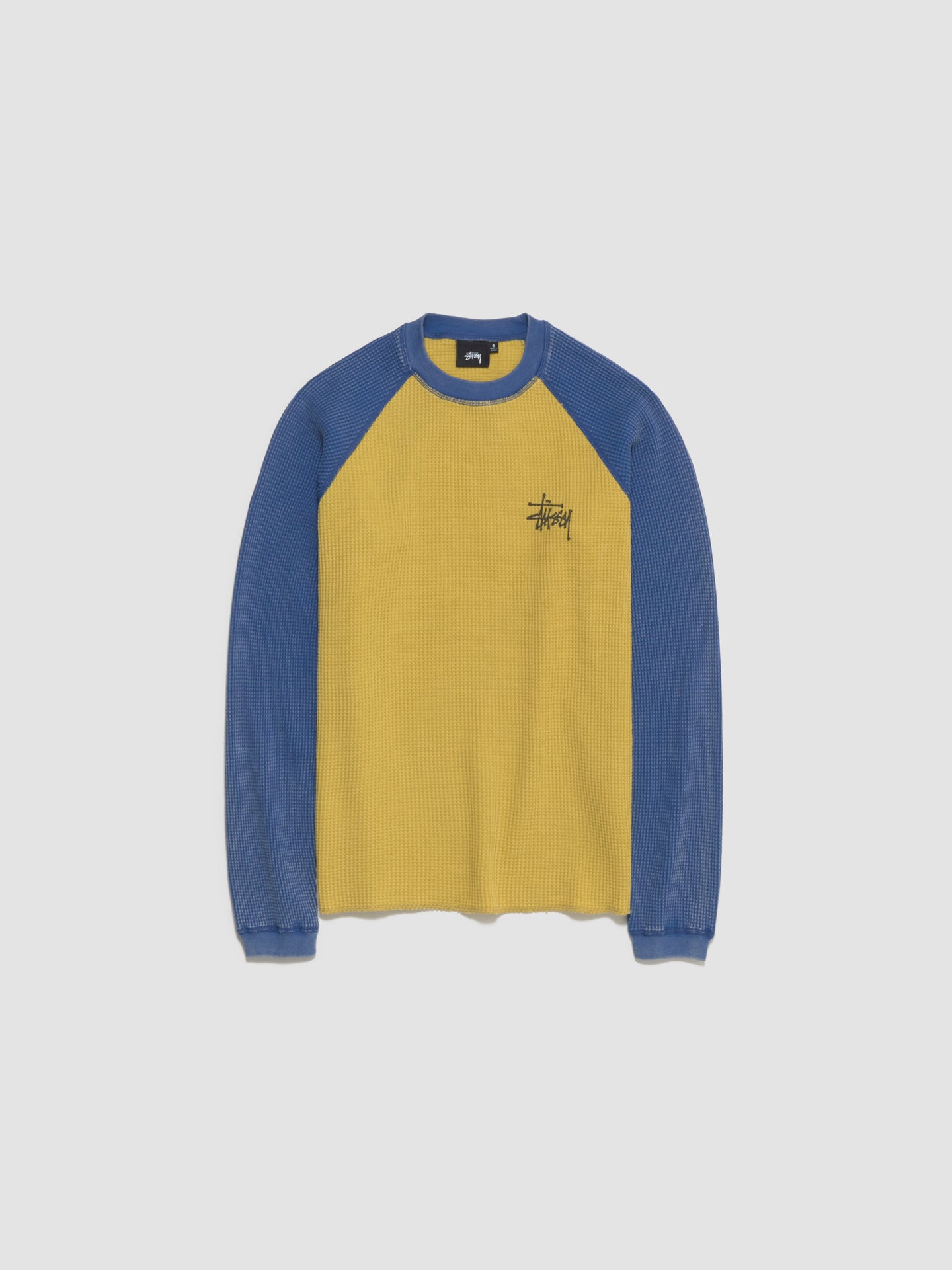 Raglan Thermal 2-Tone Knit Sweater in Yellow