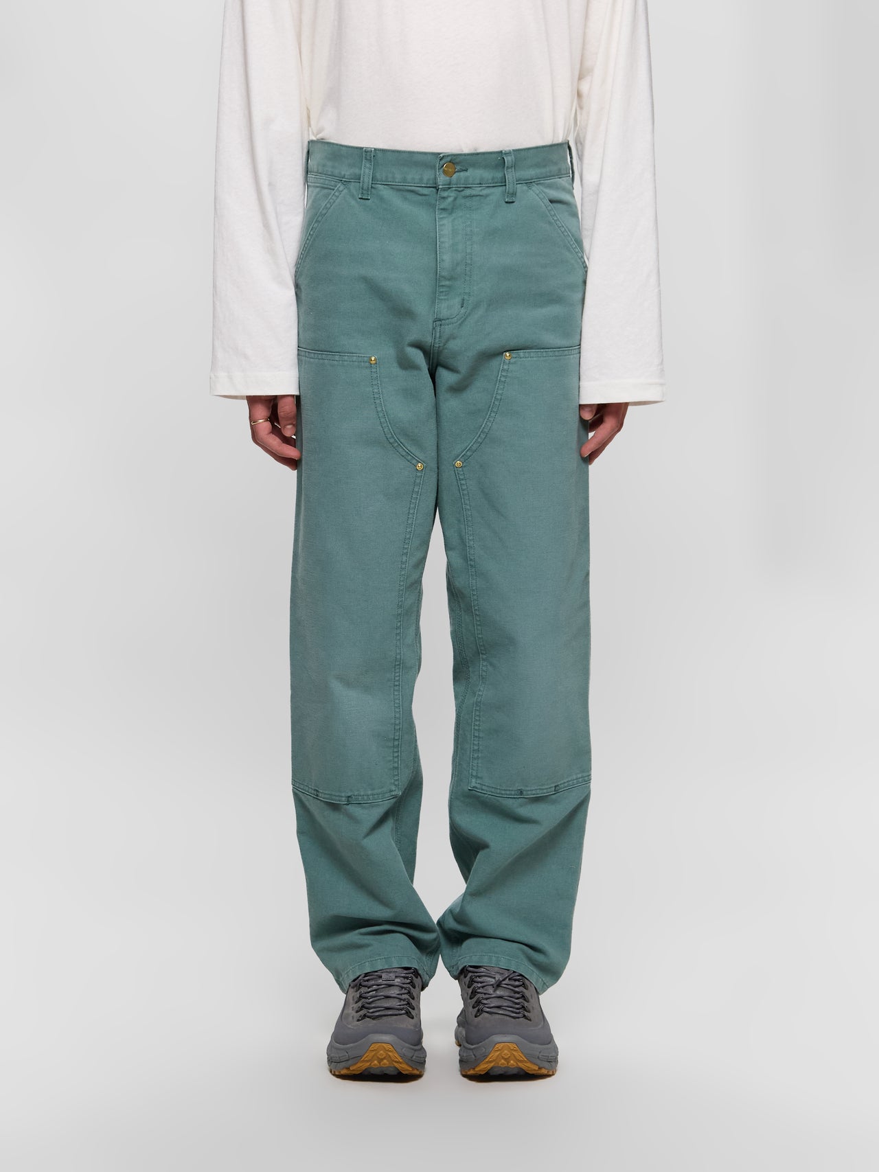 Double Knee Pants in Silver Pine