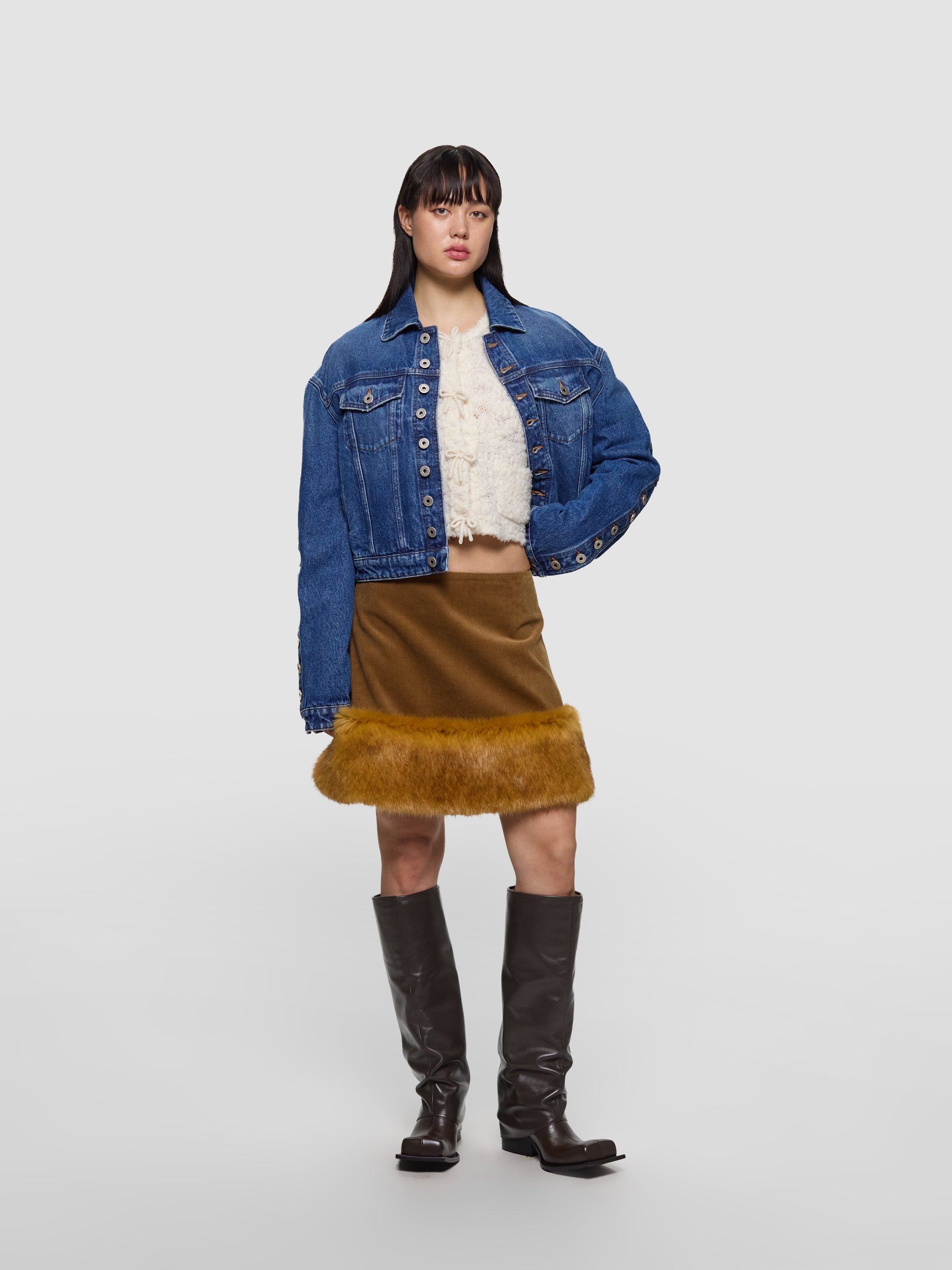 Buttoned Denim Jacket in Vintage Blue