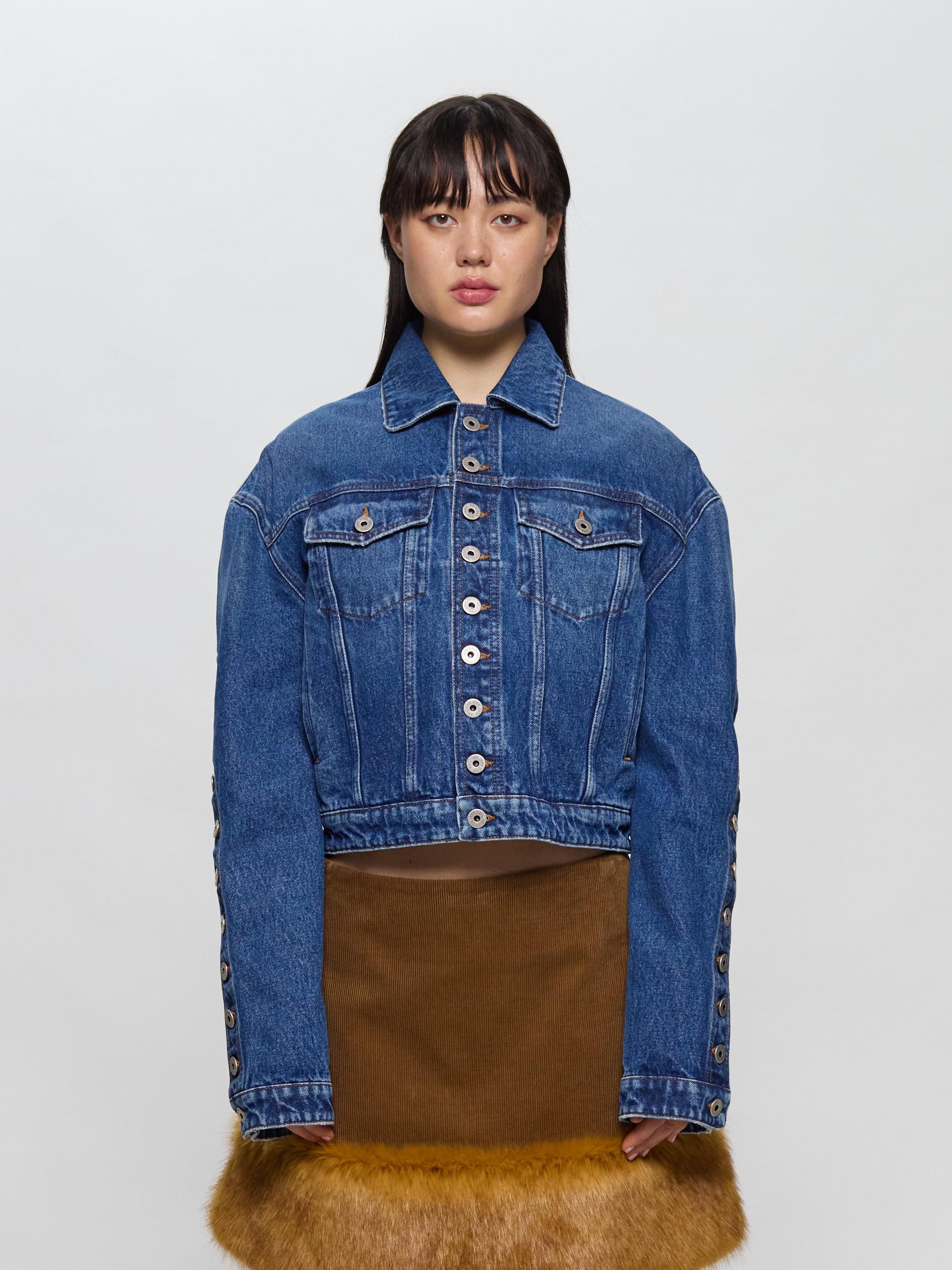 Buttoned Denim Jacket in Vintage Blue