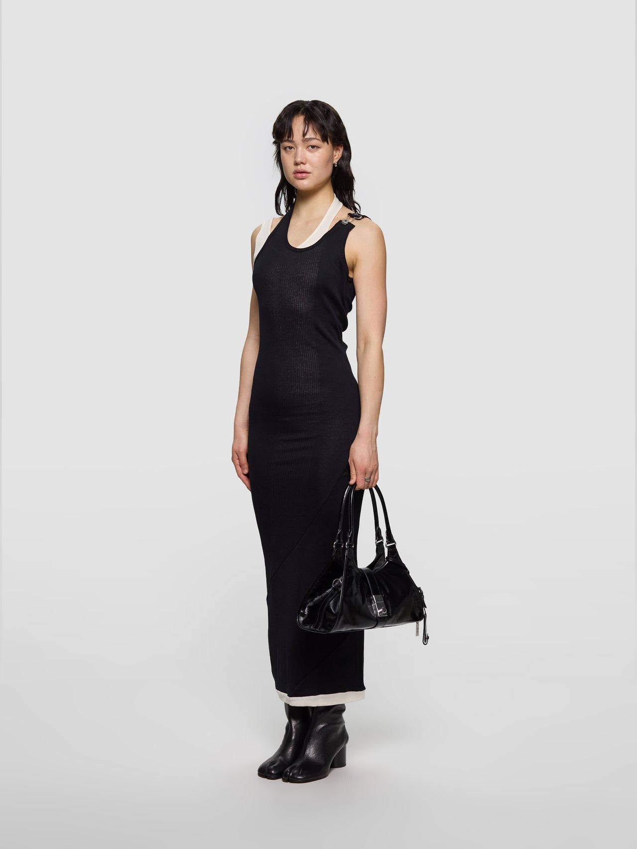 Medium Leather Tote Bag in Black