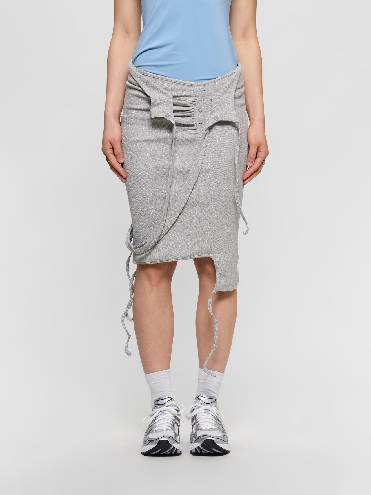 Rib Skirt in Grey & Silver