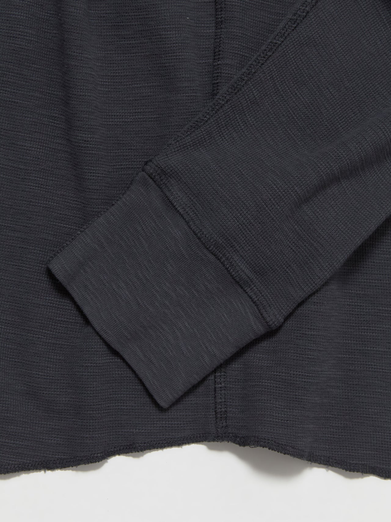 Waffle Long Sleeved Tee in Washed Black