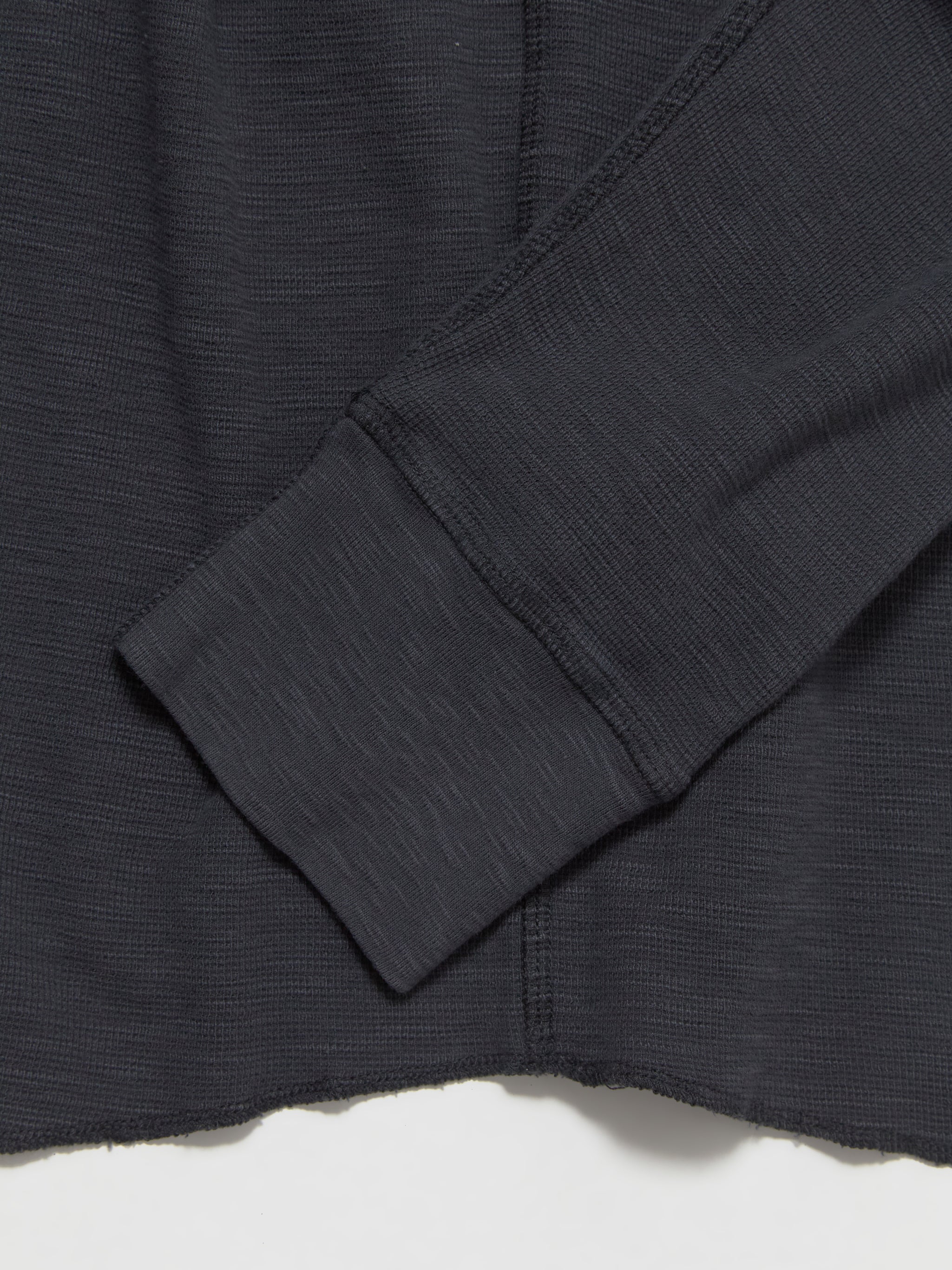 Waffle Long Sleeved Tee in Washed Black