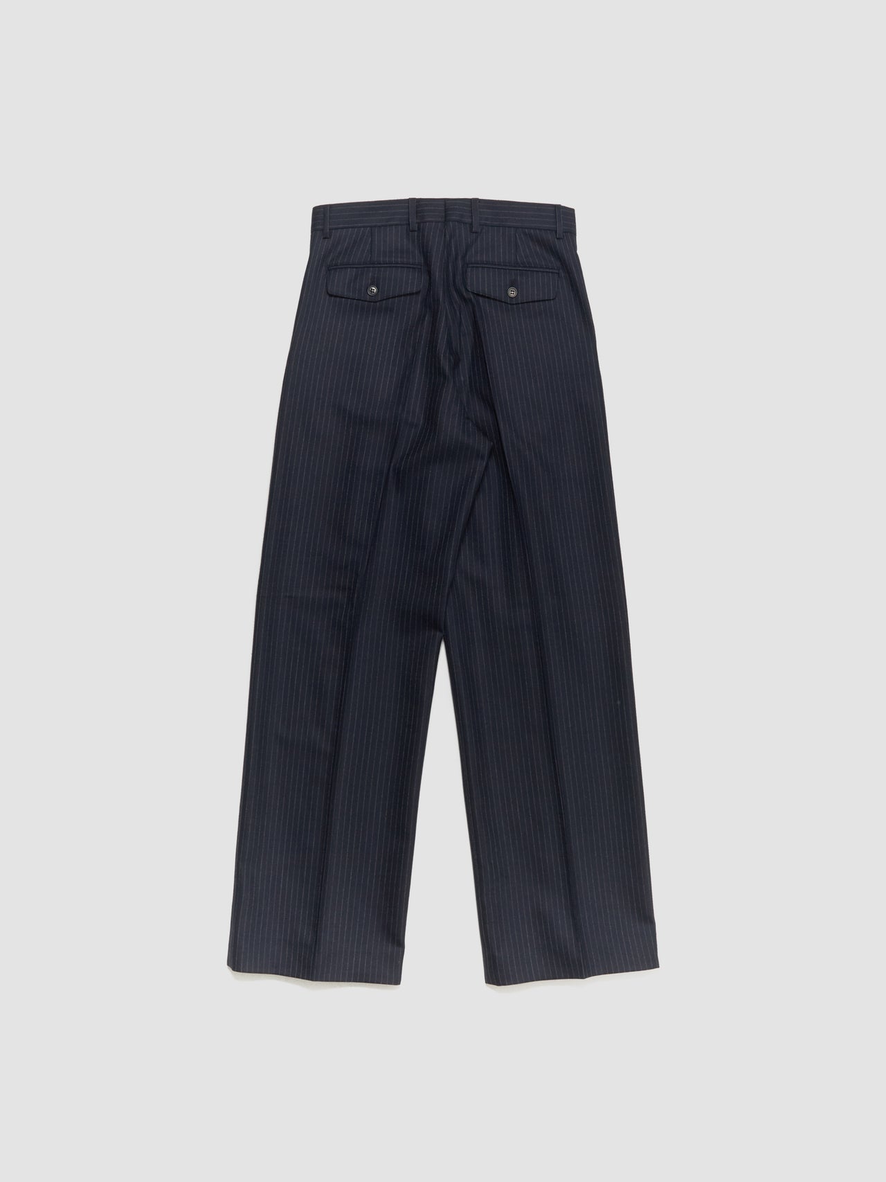 Wide Pleated Trousers in Navy Stripe