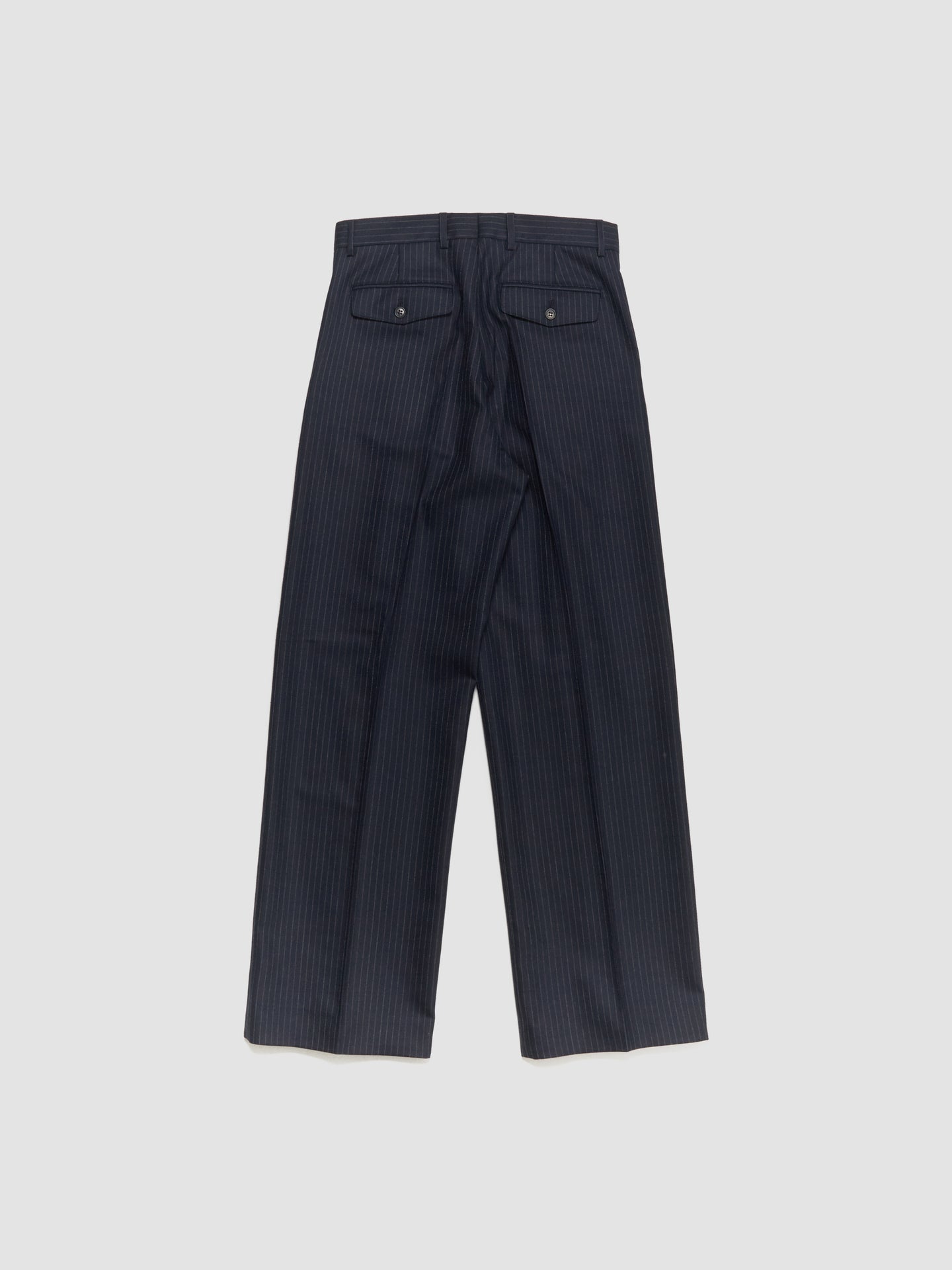Wide Pleated Trousers in Navy Stripe