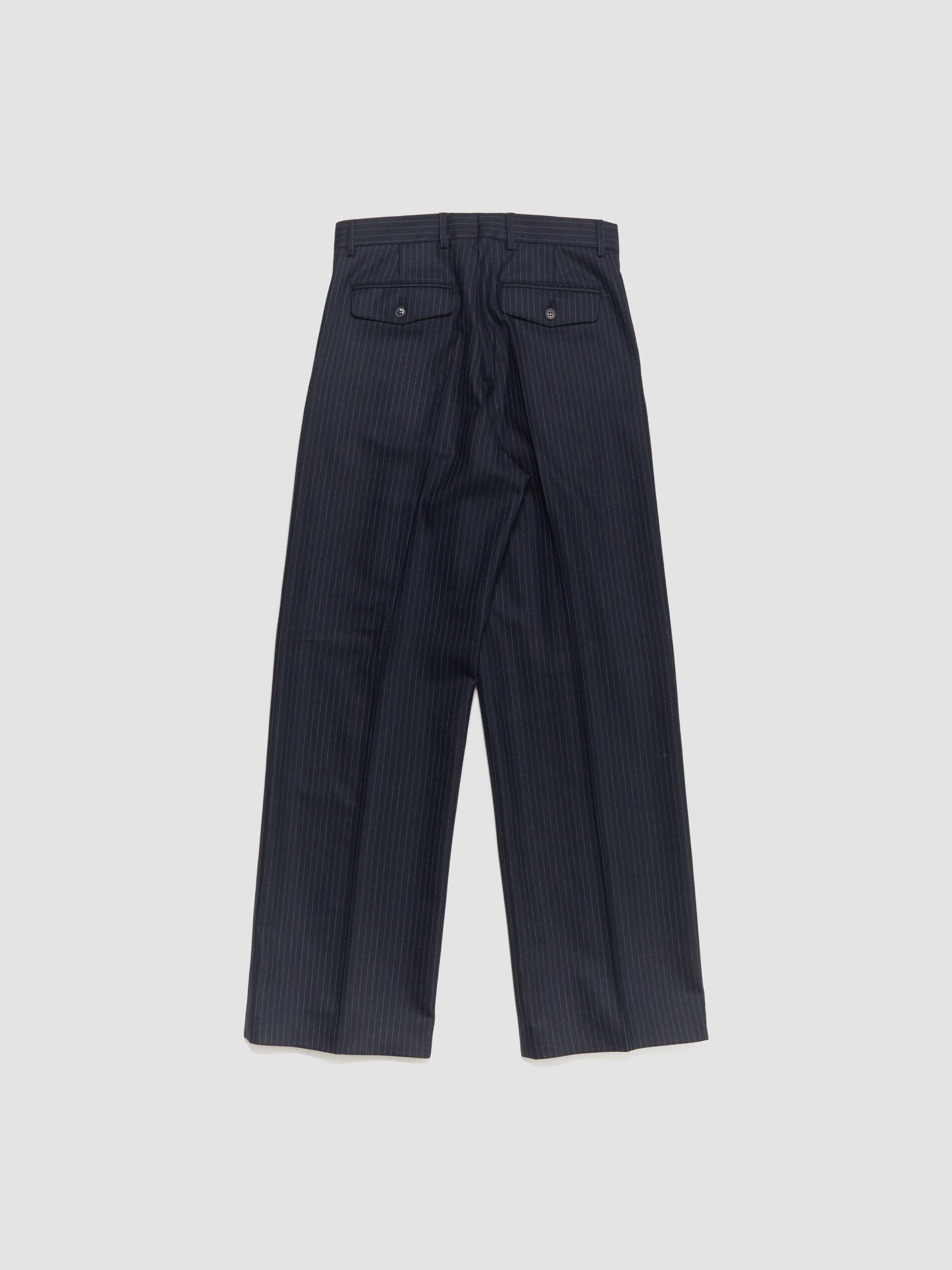 Wide Pleated Trousers in Navy Stripe