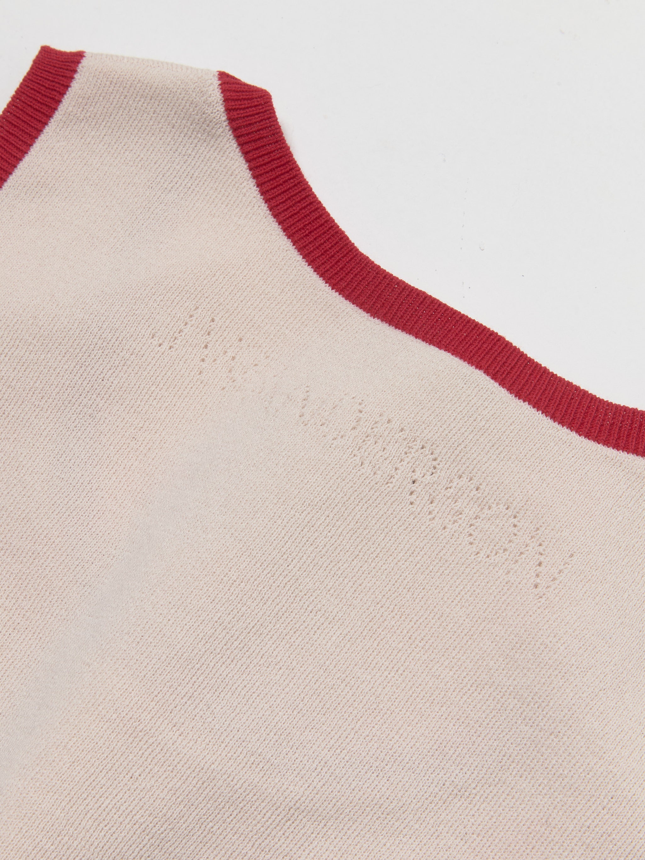 Contrast Trim Vest in Ecru