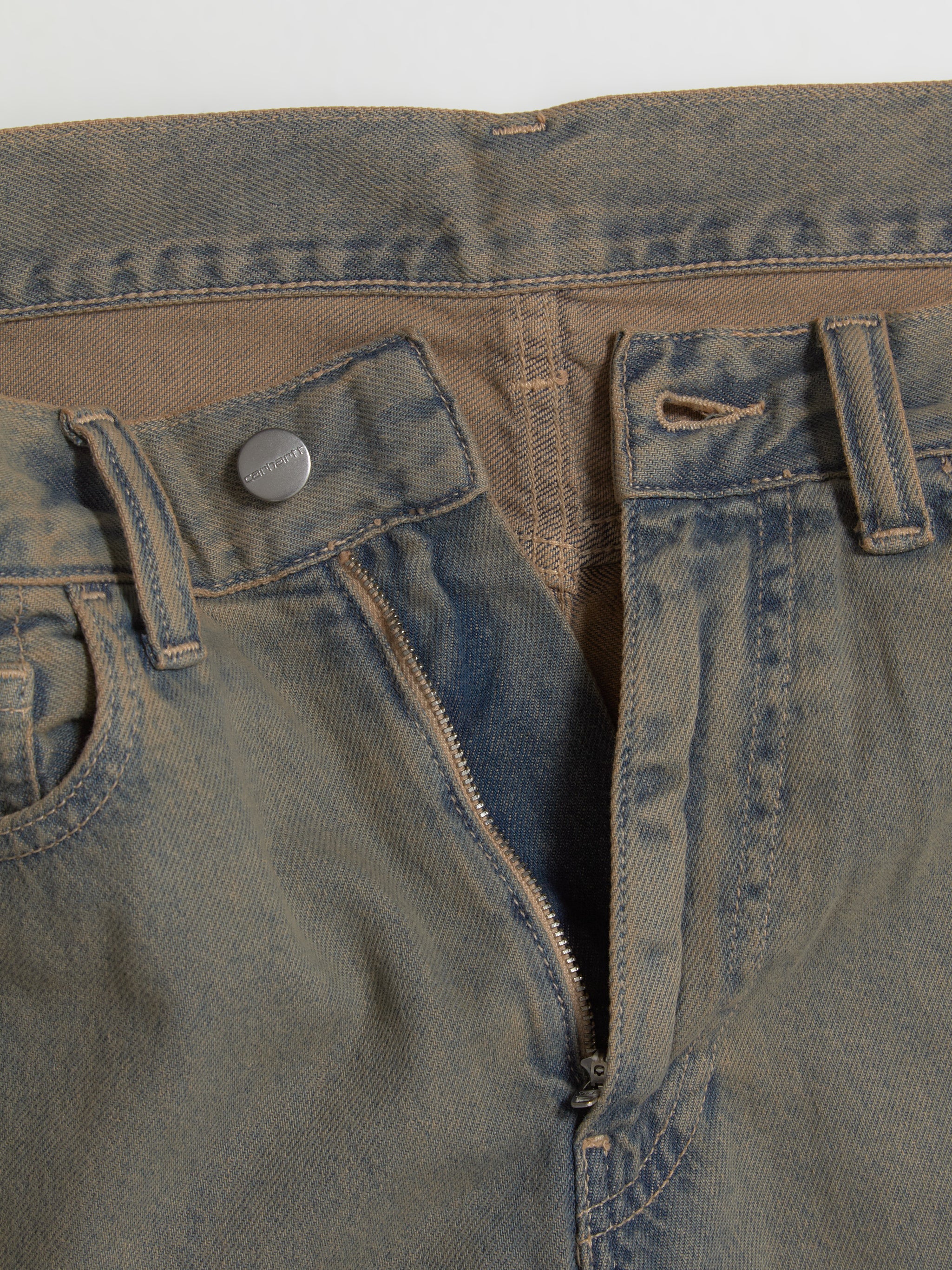Landon Pants in Blue & Leather