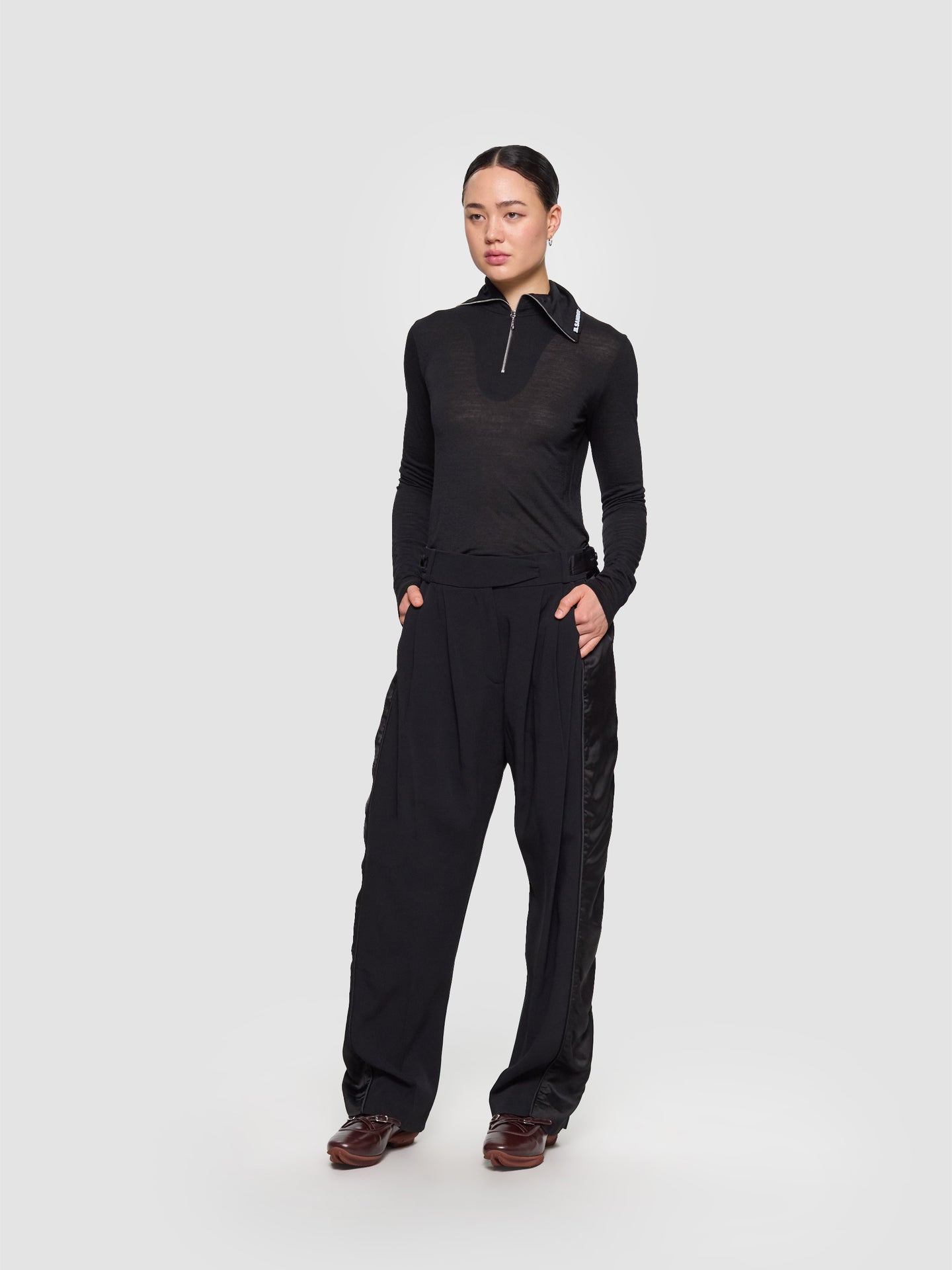 Cauda Pleated Trouser in Space Black