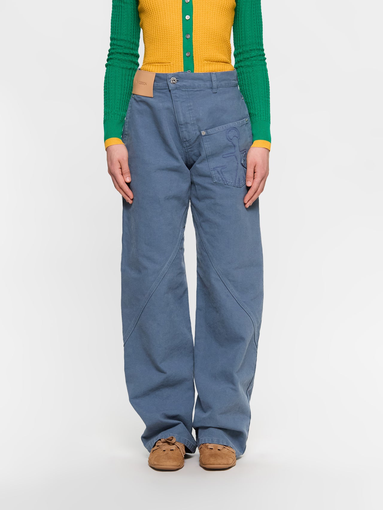 Twisted Workwear Trousers in Steel Blue