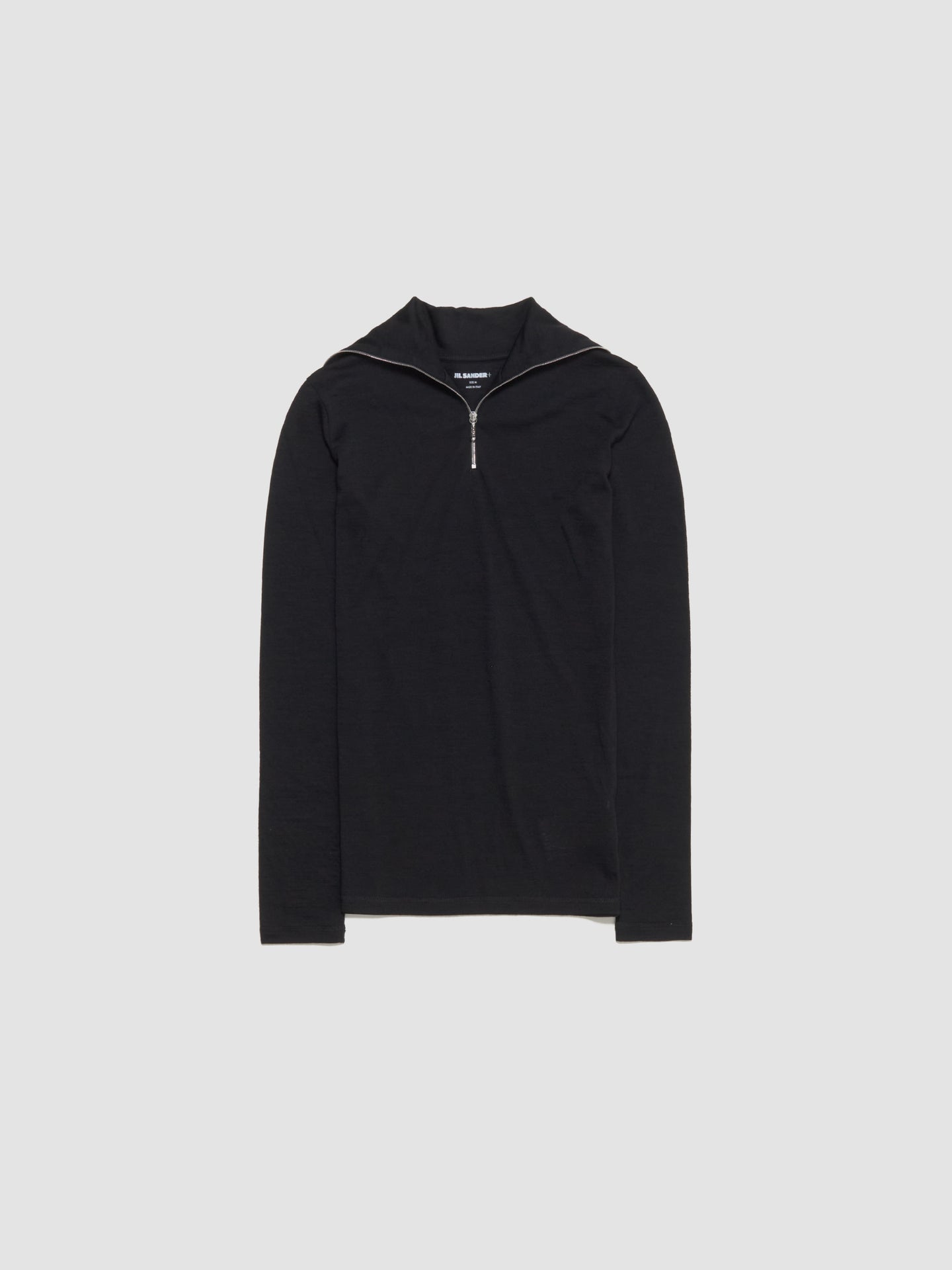 Long Sleeve Zip Turtleneck in Black