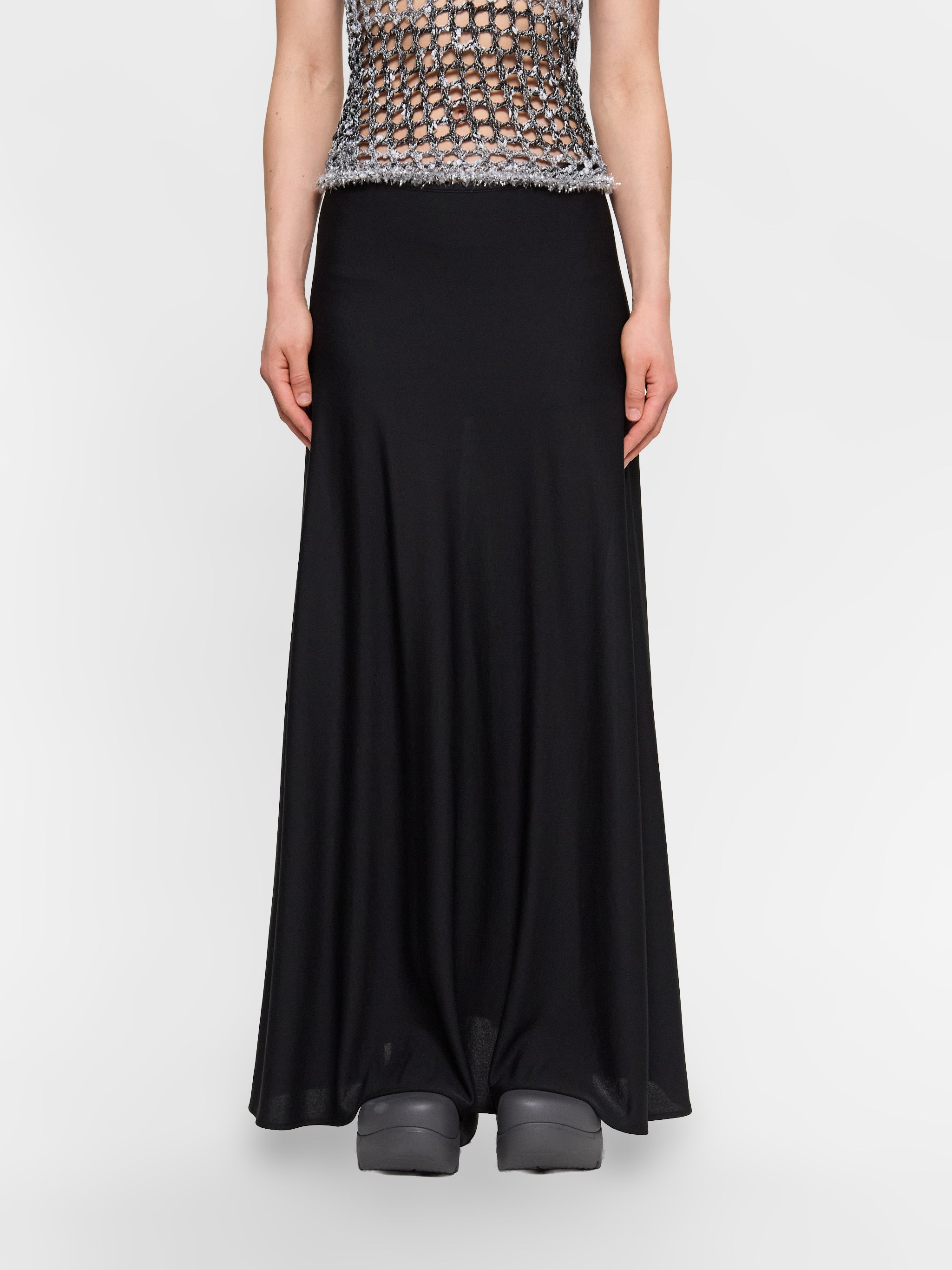 Flared Midi Skirt in Black