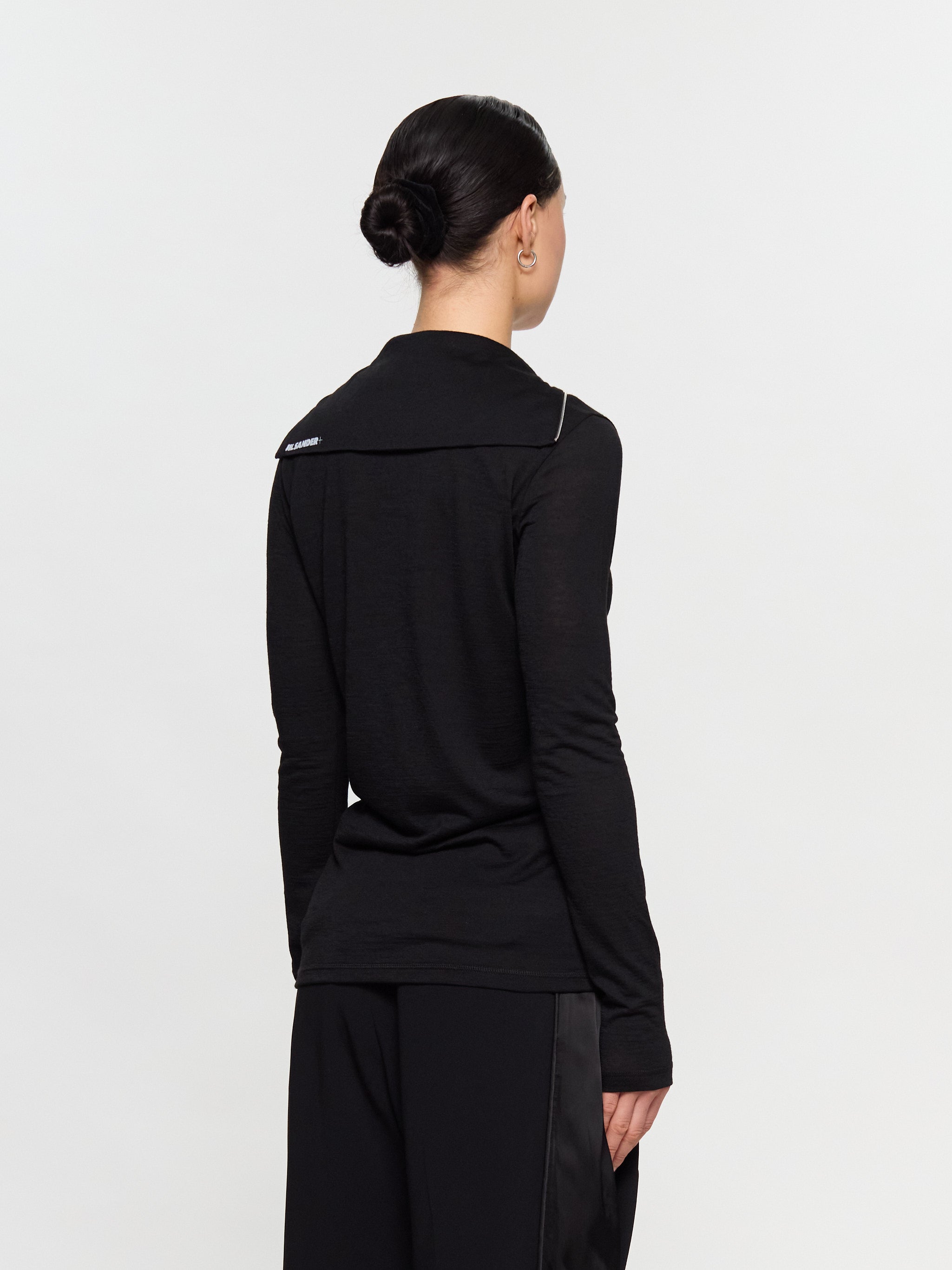 Long Sleeve Zip Turtleneck in Black