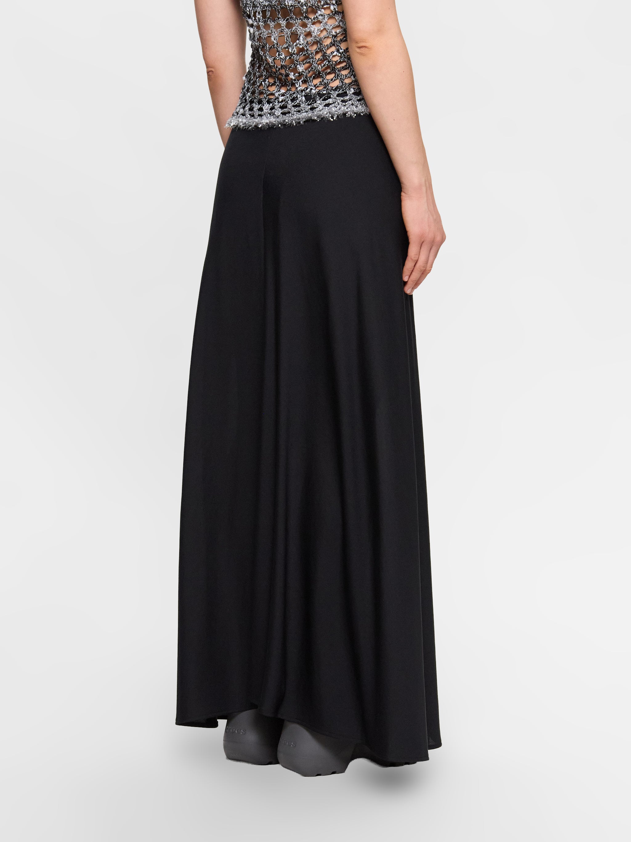 Flared Midi Skirt in Black
