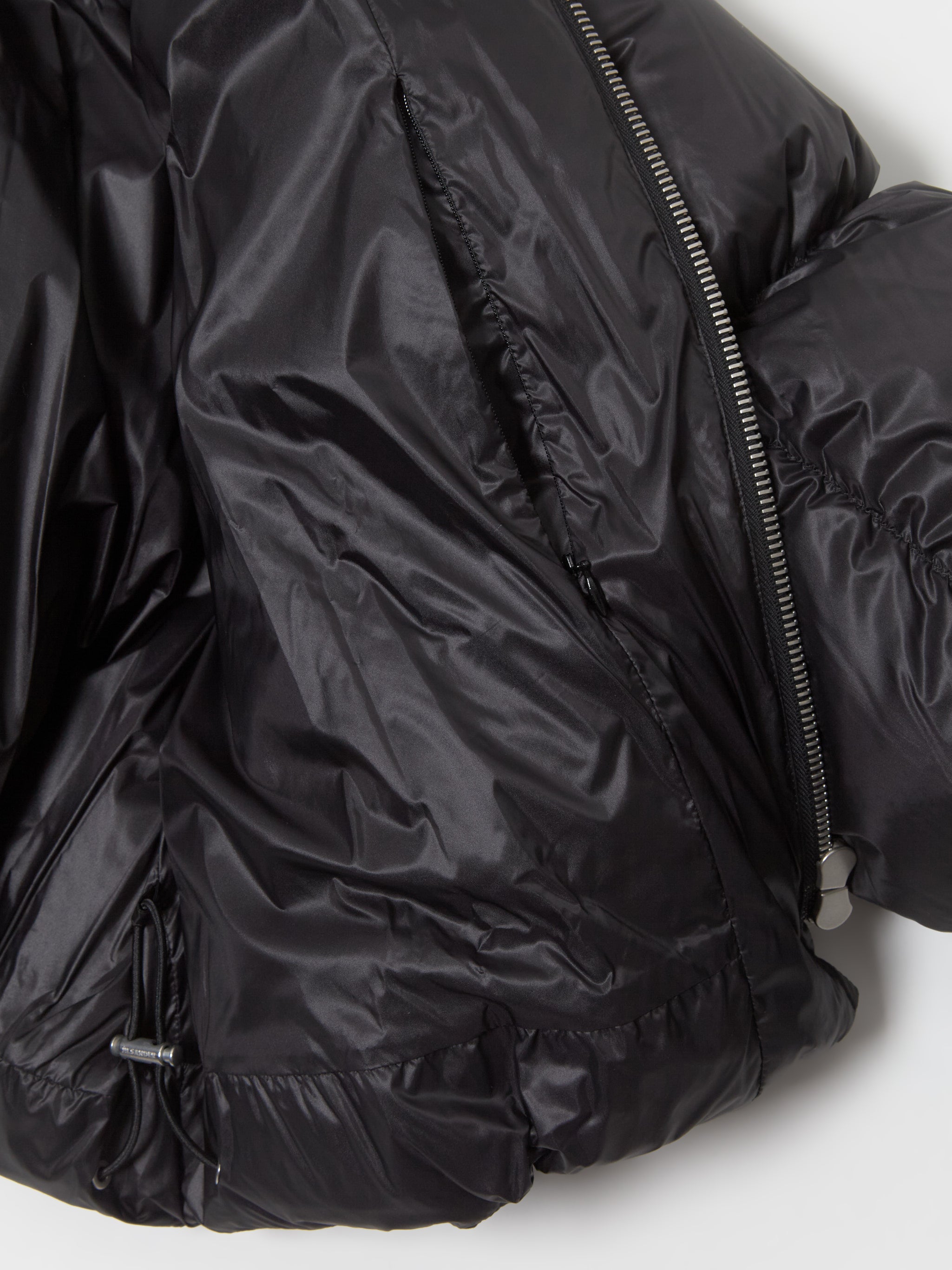 Down Puffer Jacket with Fur Collar in Black