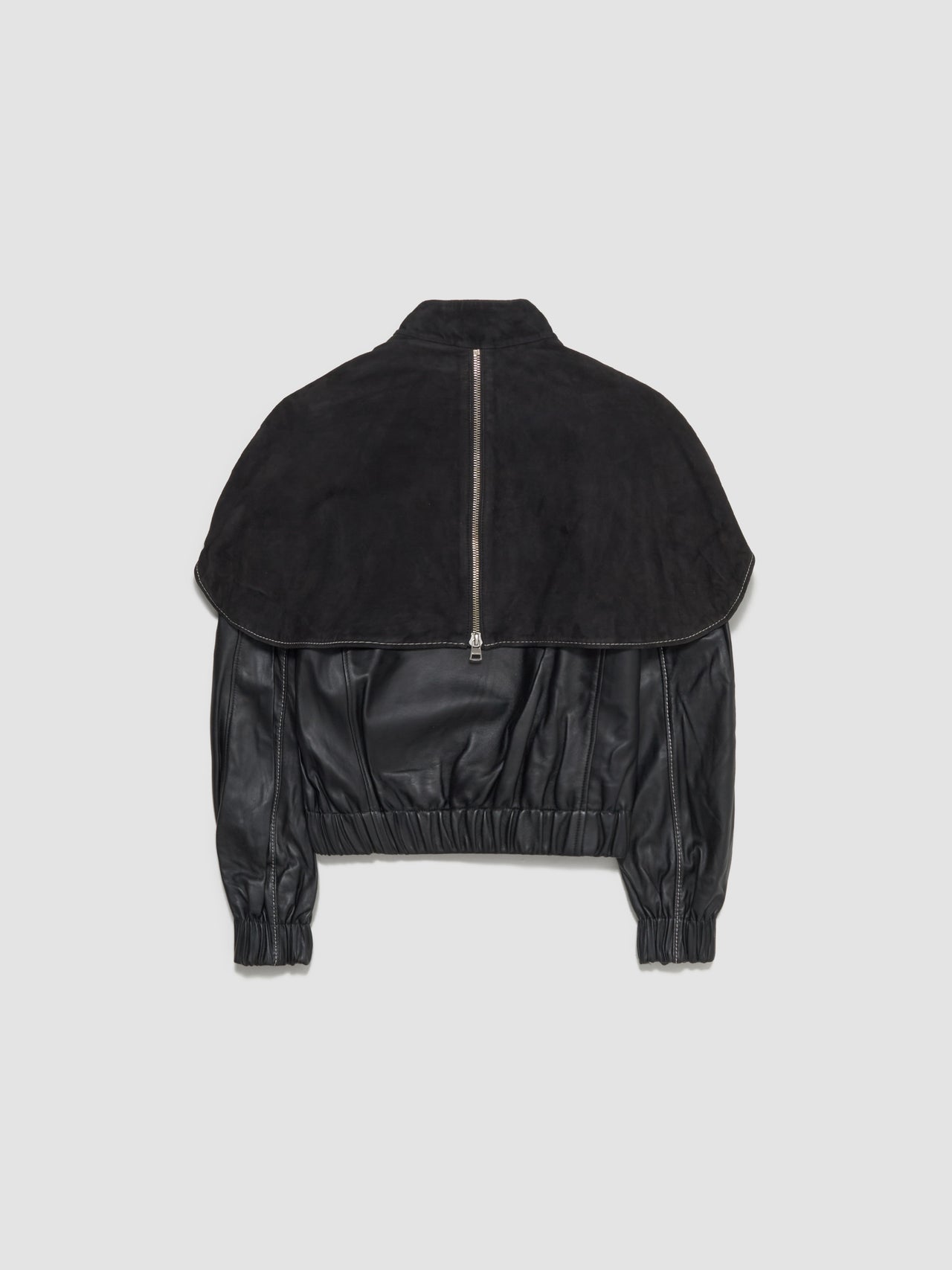Oversized Collar Bomber Jacket in Black