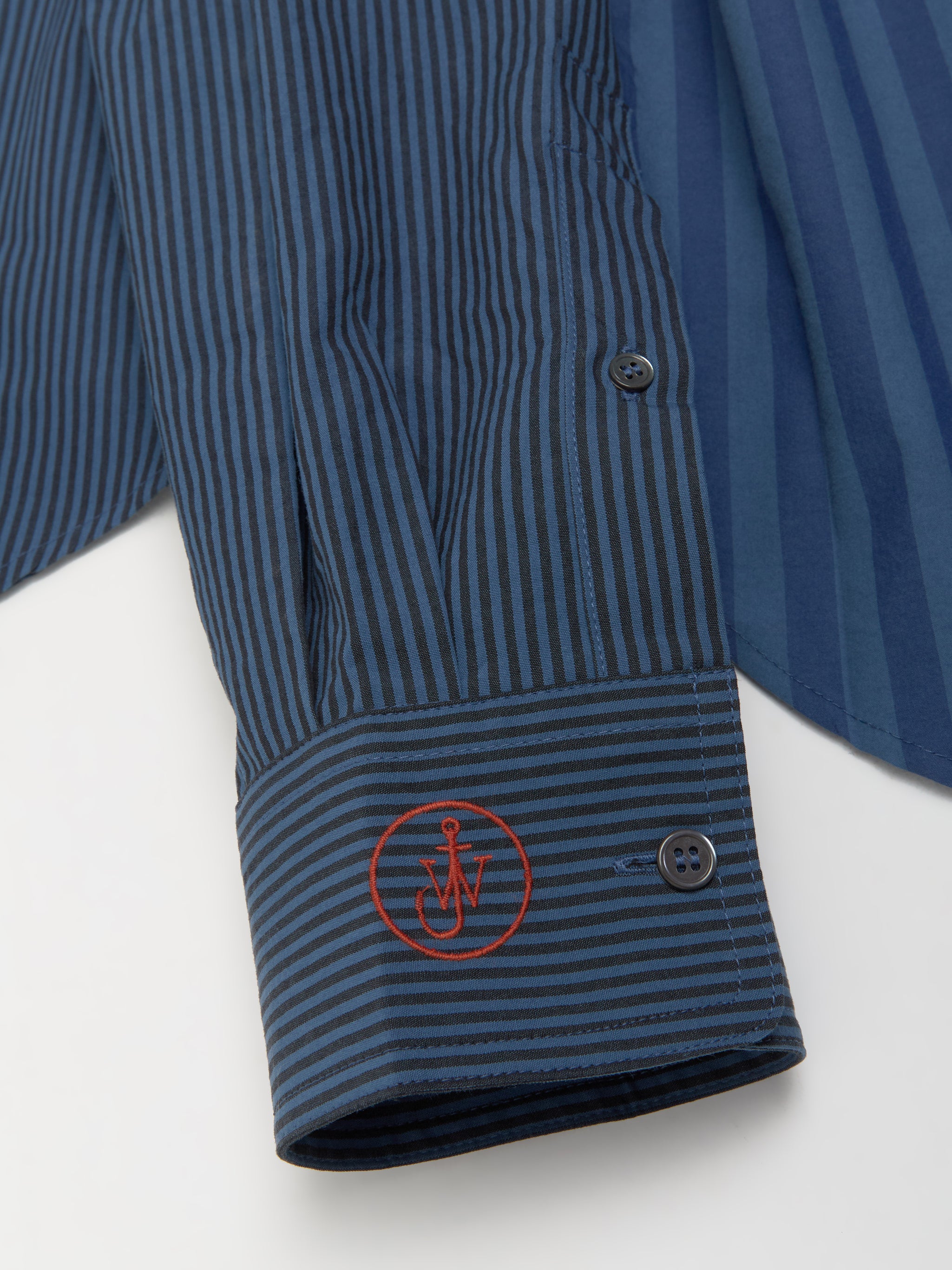 Patchwork Striped Shirt in Navy