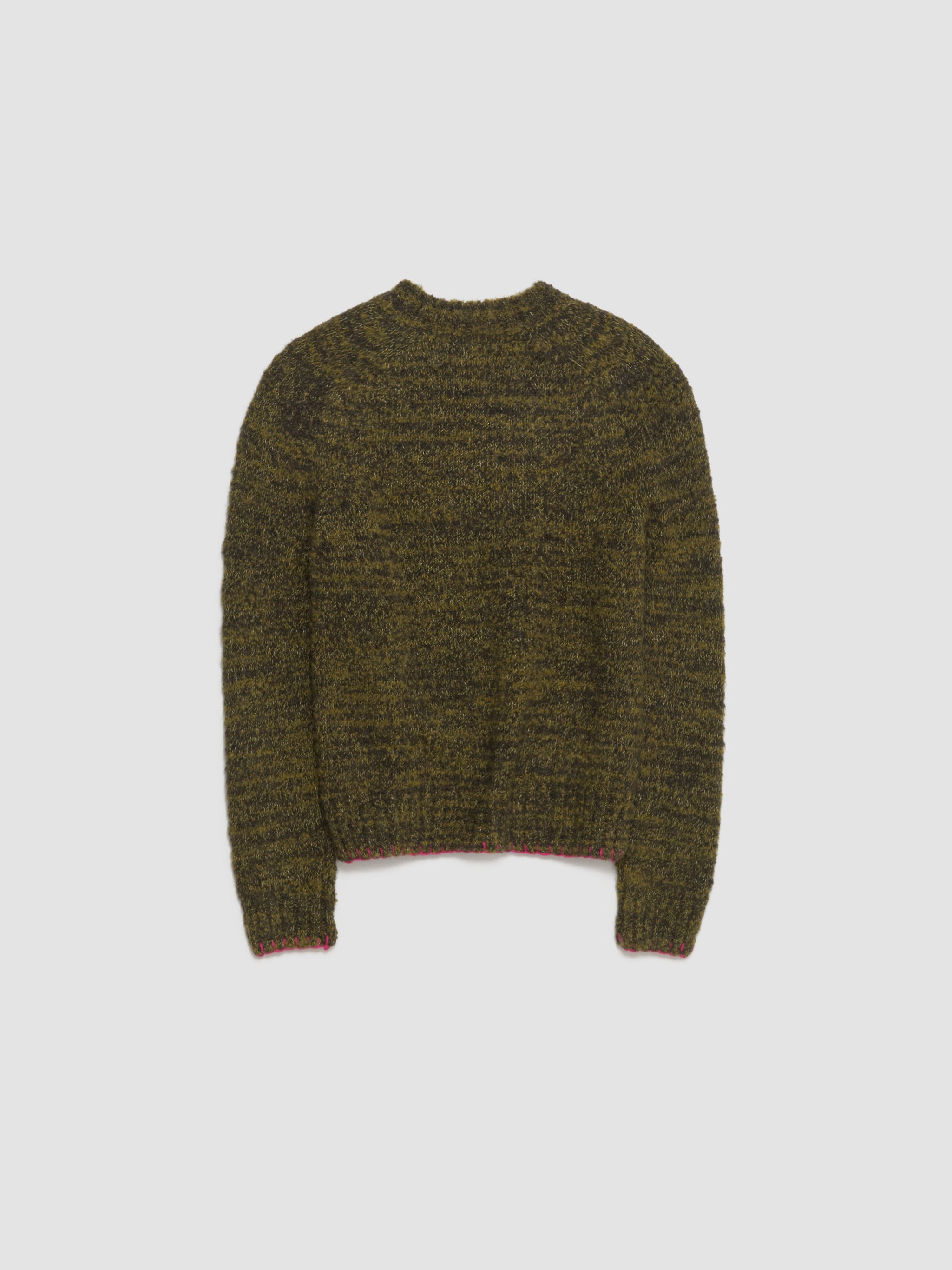 Frederik Contrast Sweater in Moss Green Mouline