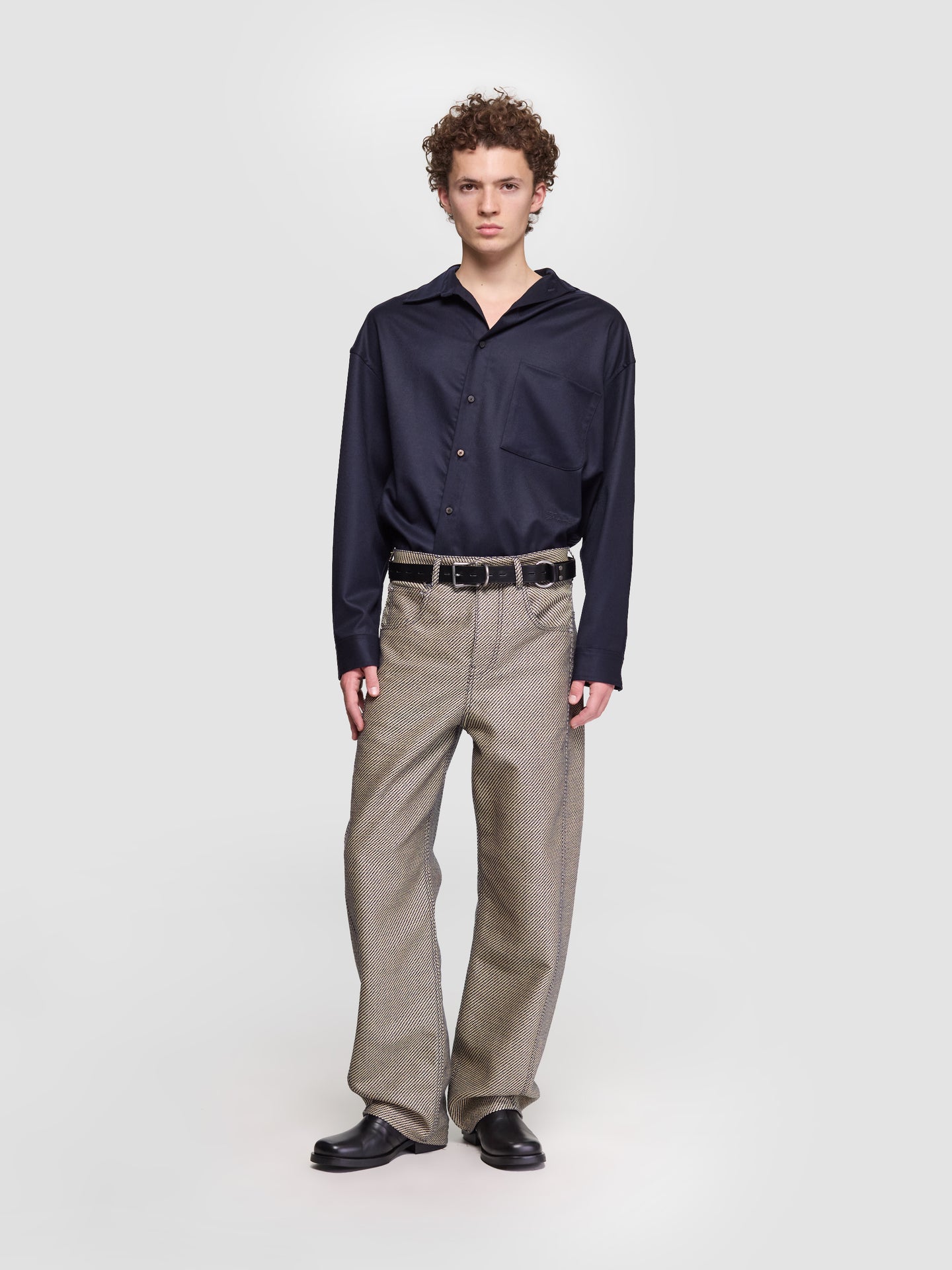 Le De-Nimes Mirada Pants in Cream & Navy