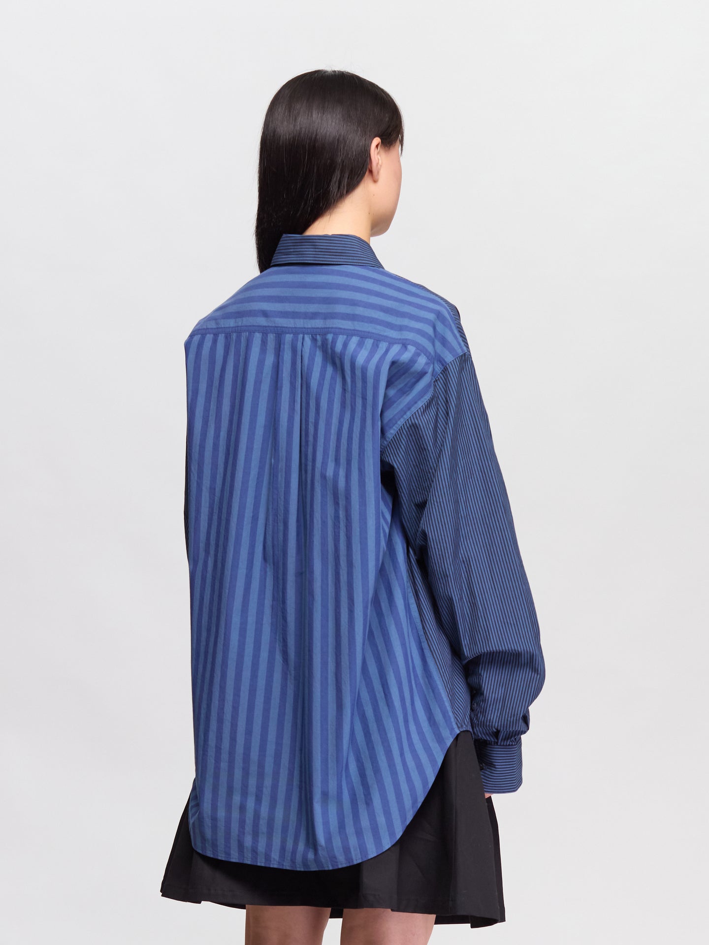 Patchwork Striped Shirt in Navy