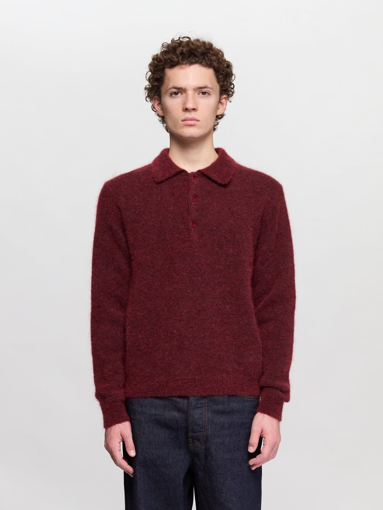 Mohair Polo in Burgundy