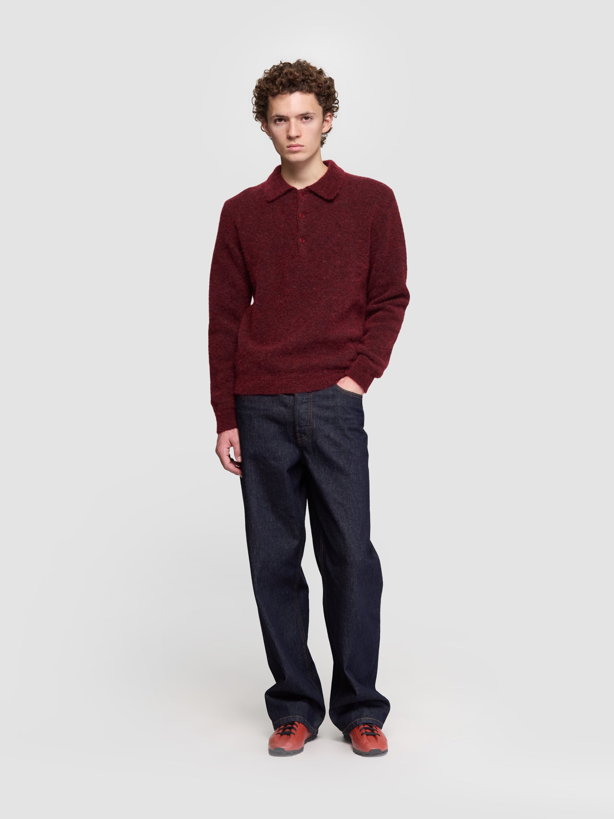 Mohair Polo in Burgundy