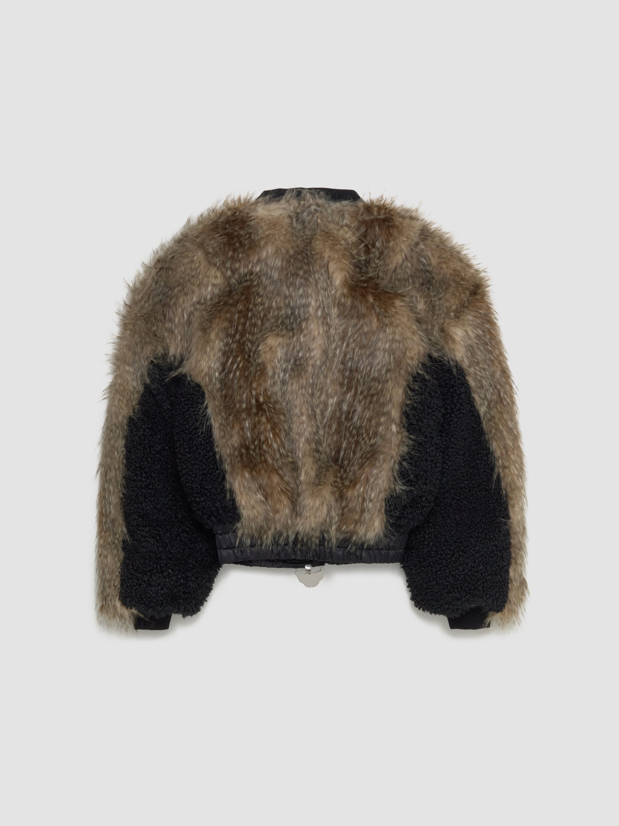 French Kiss Faux Fur Bomber Jacket in Brown