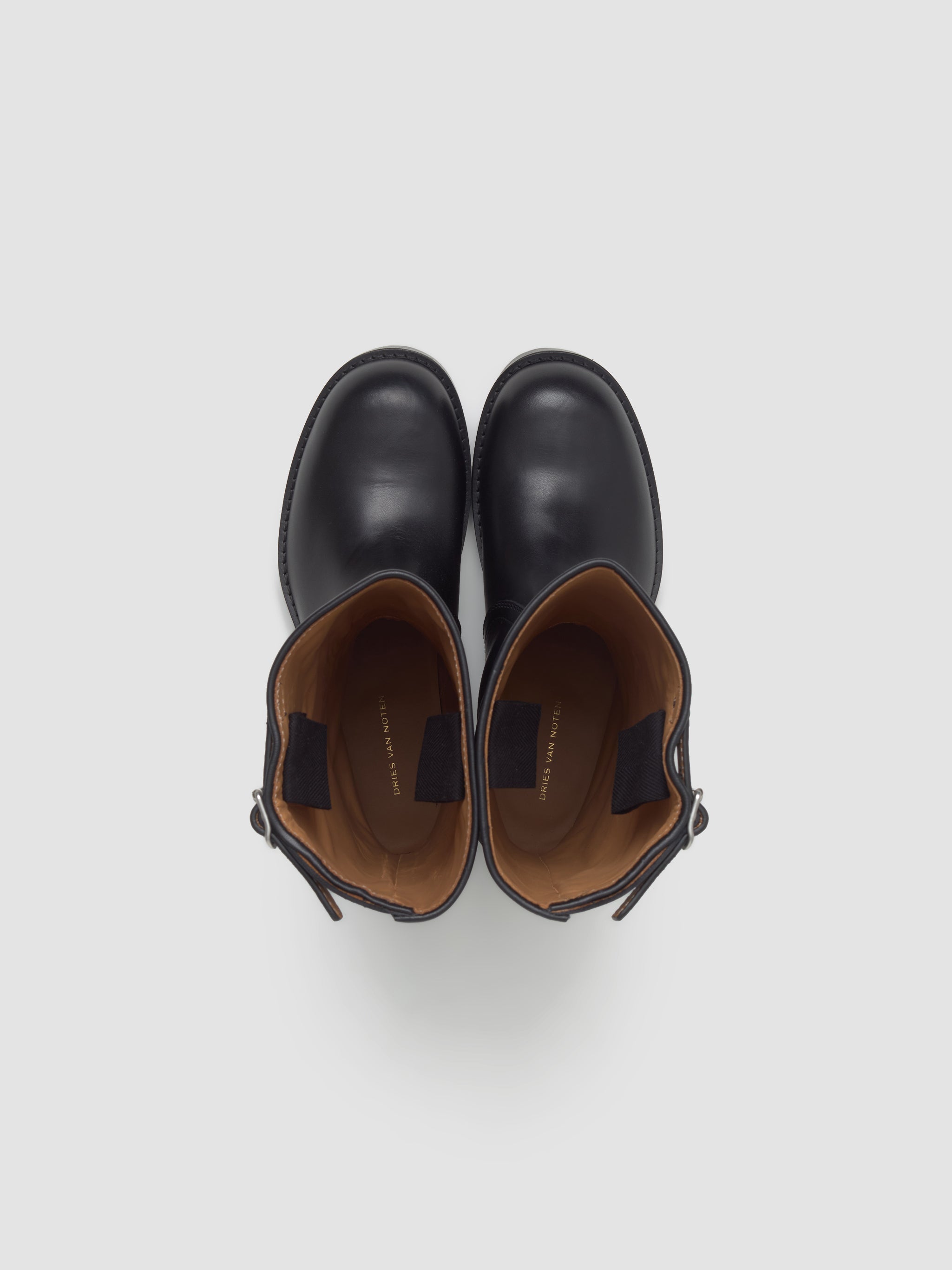 Leather Biker Boots in Black